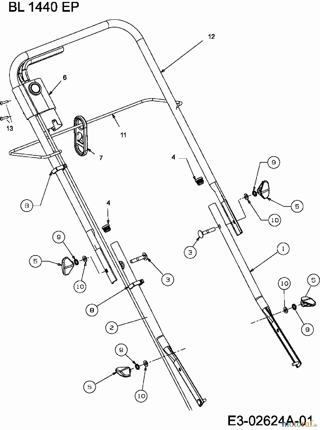  Bolens Electric mower BL 1440 EP 18B-N4S-684  (2006) Handle