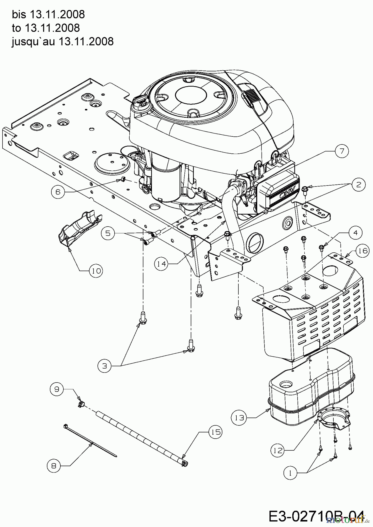  Raiffeisen Lawn tractors RMS 7145-96 T 13AM777F628  (2009) Engine accessories to 13.11.2008