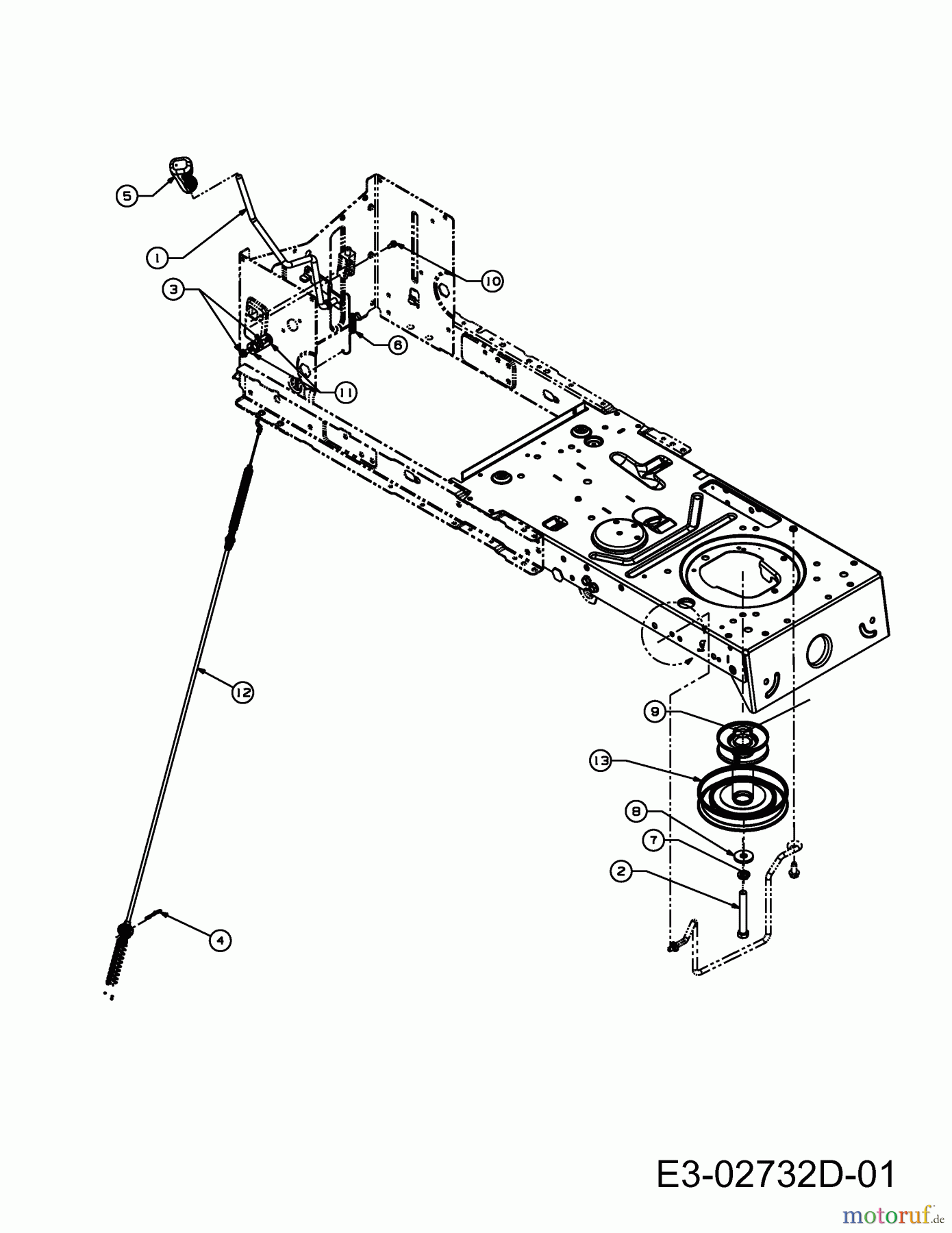  MTD Lawn tractors 17542 13AN775S308  (2011) Deck engagement, Engine pulley