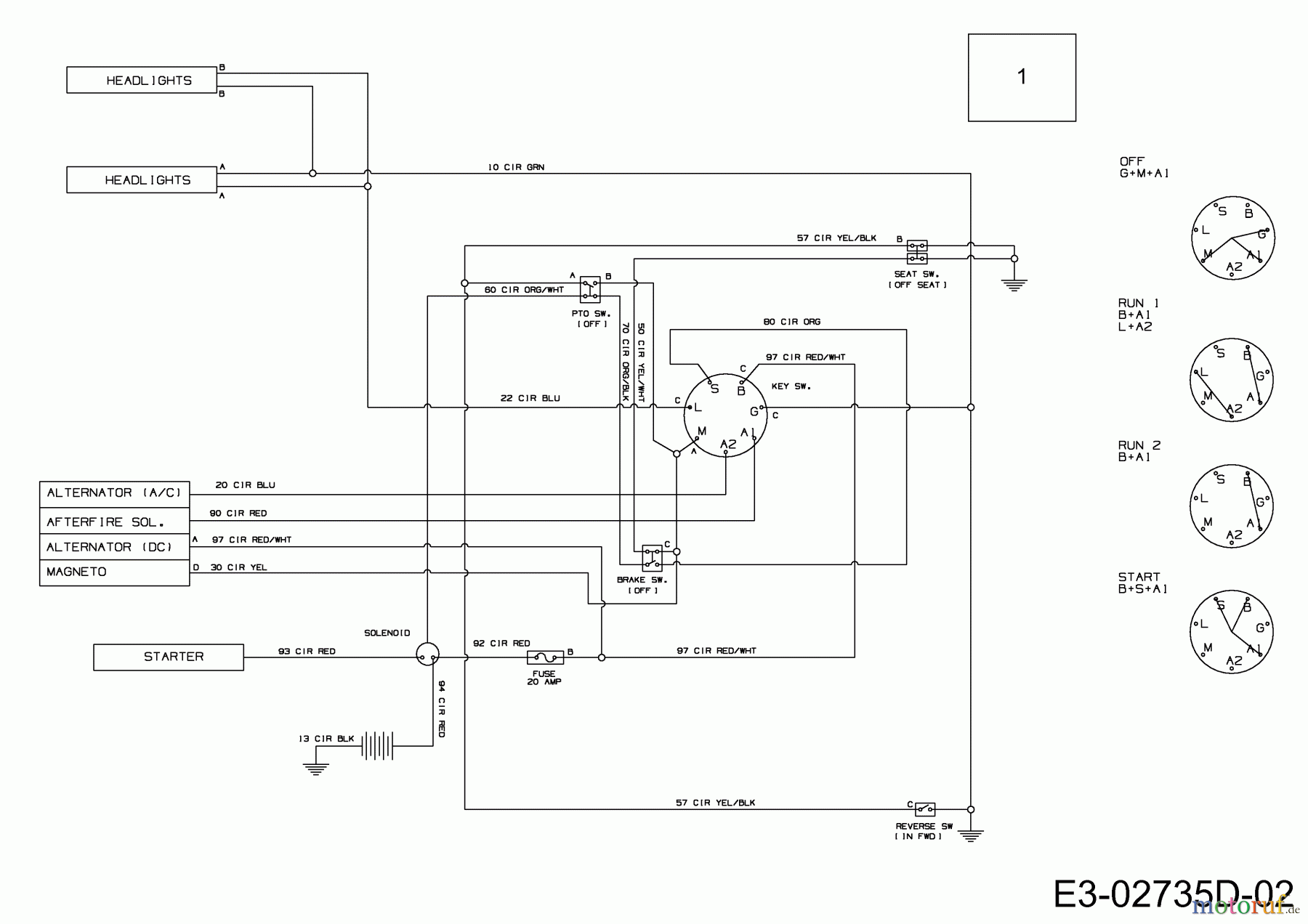  Efco Lawn tractors Storm 97/13,5 T 13AH77KF637  (2010) Wiring diagram