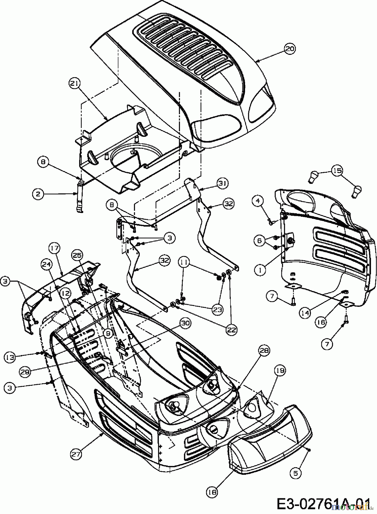  Raiffeisen Lawn tractors RMS 714-96 T 13AH777F628  (2007) Engine hood 7-Style