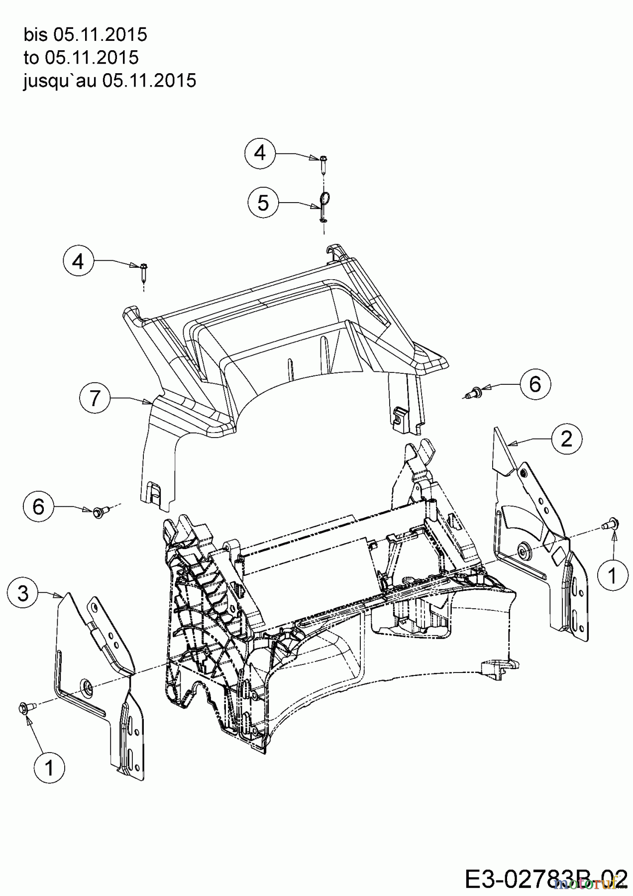  MTD Petrol mower self propelled Optima 53 SPBHWIS 12BEPH7E600  (2016) Rear baffle, Handle Bracket to 05.11.2015