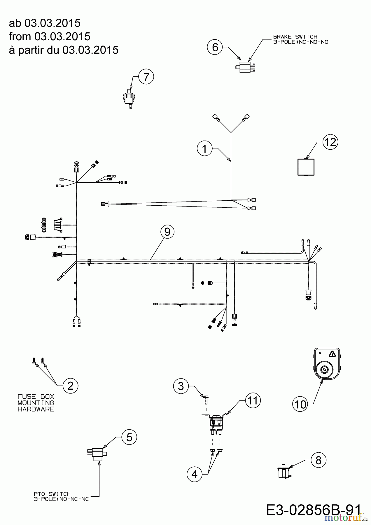  Gartenland Lawn tractors GL 15.5/92 H 13HM99GE640  (2015) Electric parts from 03.03.2015