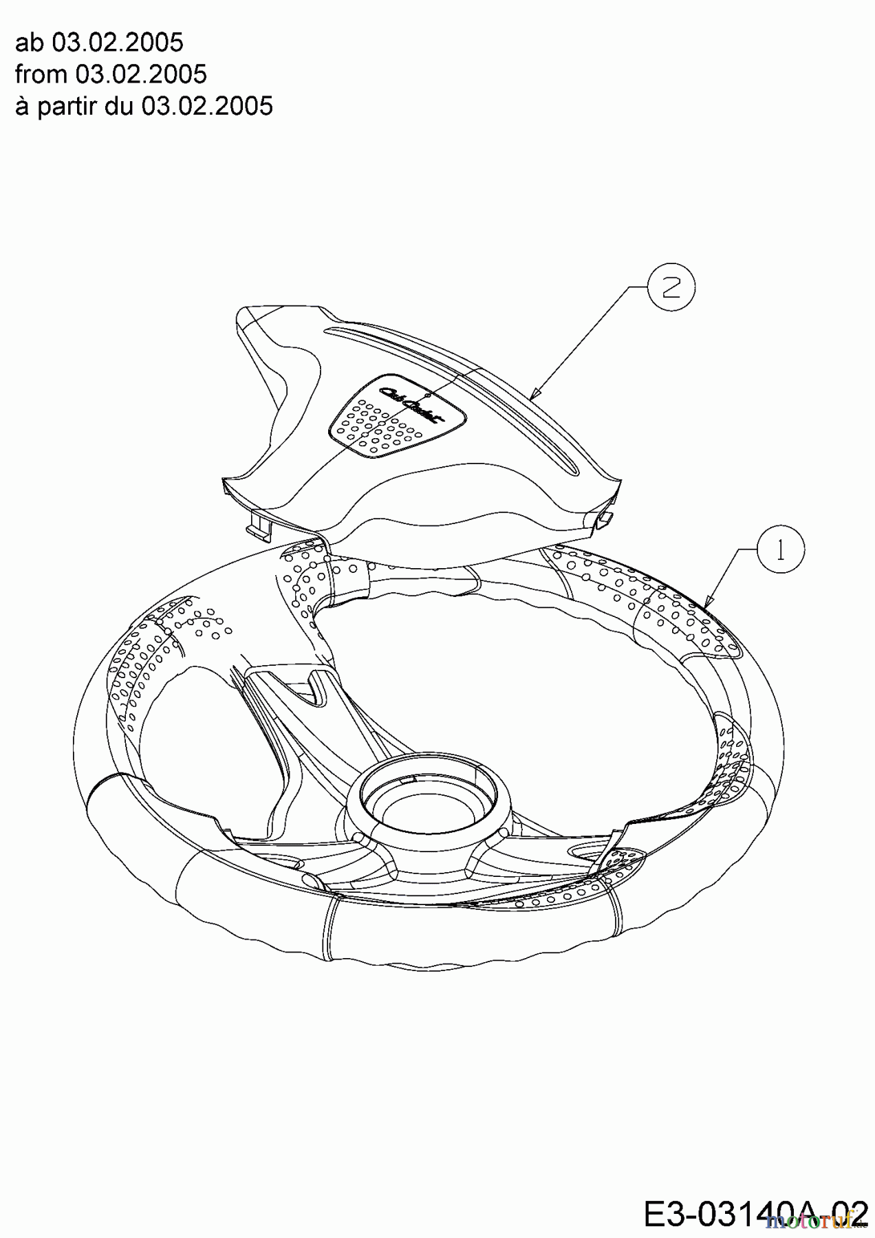  Cub Cadet Garden tractors GT 1223 14AP13CP603  (2005) Steering wheel from 03.02.2005