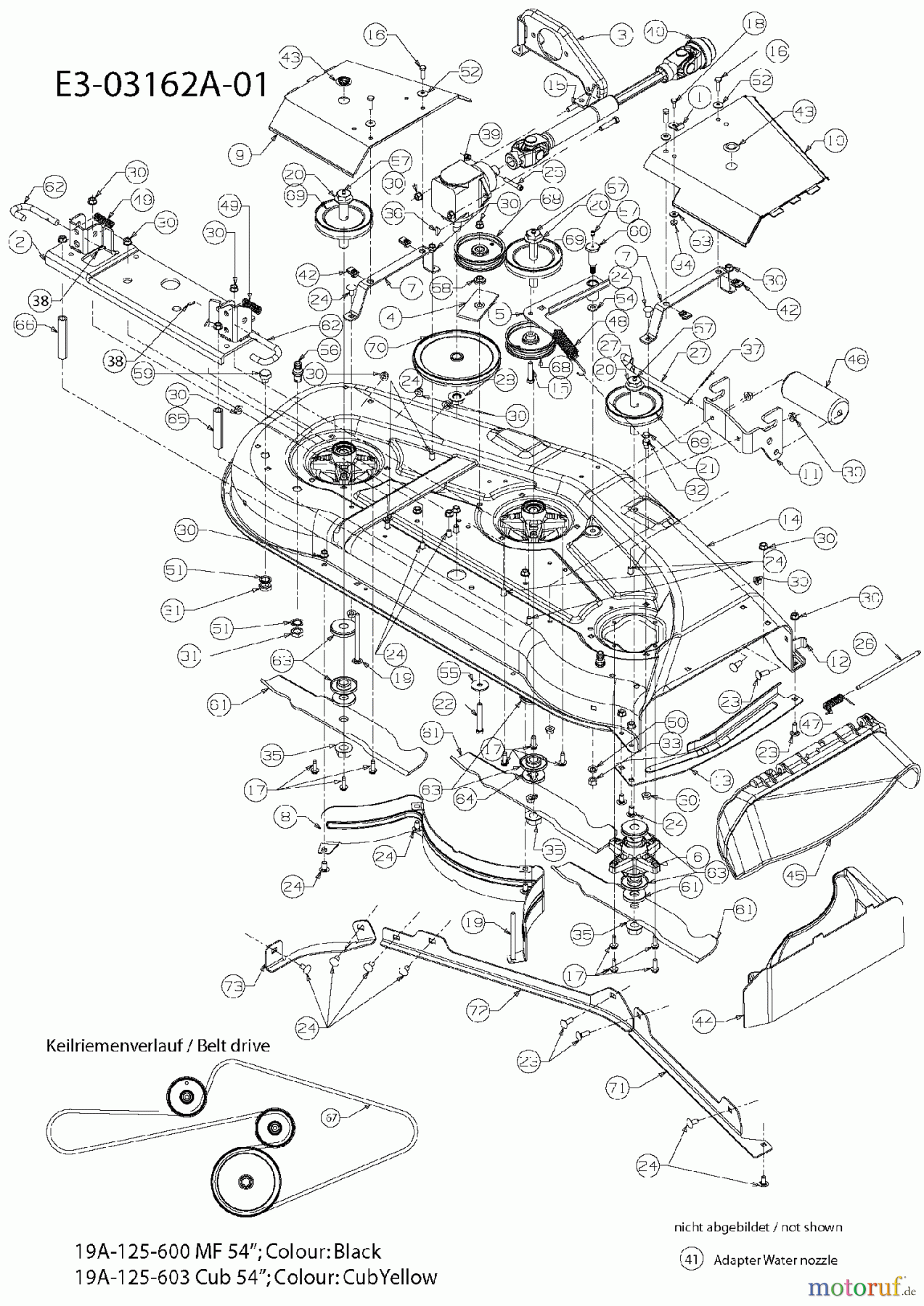  MTD Accessories Accessories garden and lawn tractors Mowing decks for 3000 SD series, Mowing deck 54