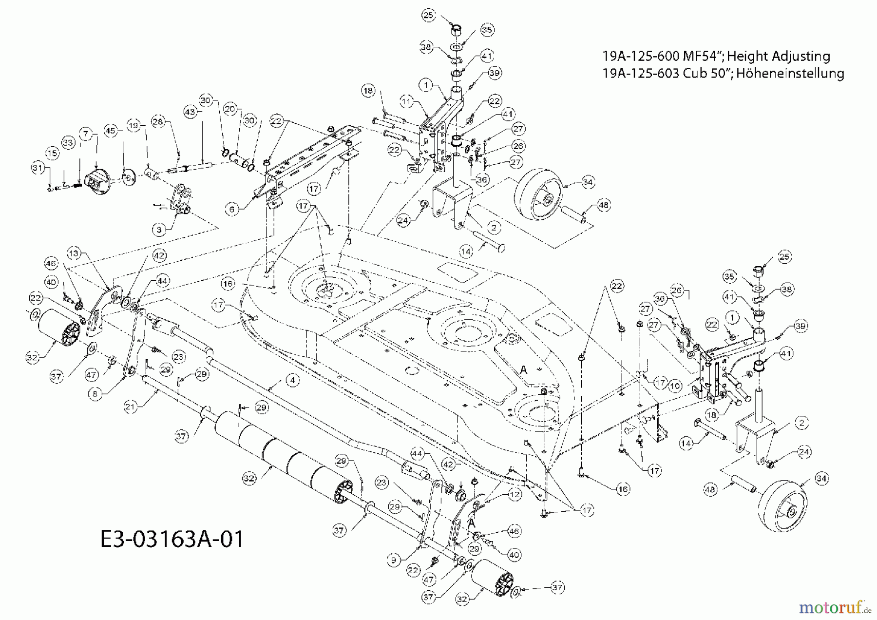  MTD Accessories Accessories garden and lawn tractors Mowing decks for 3000 SD series, Mowing deck 54