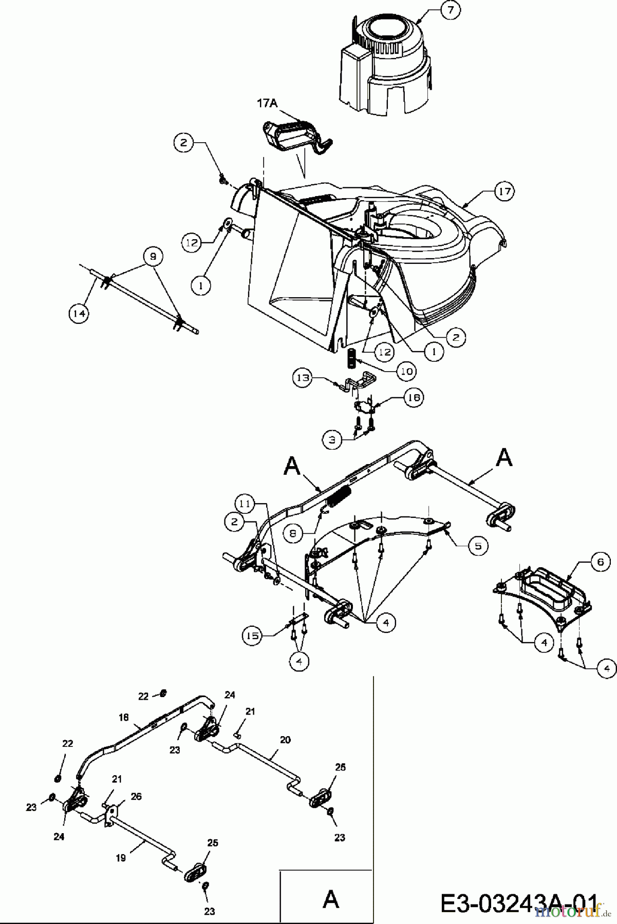  Bolens Electric mower BL 1033 EP 18C-M4D-684  (2007) Height adjustment, Deck housing