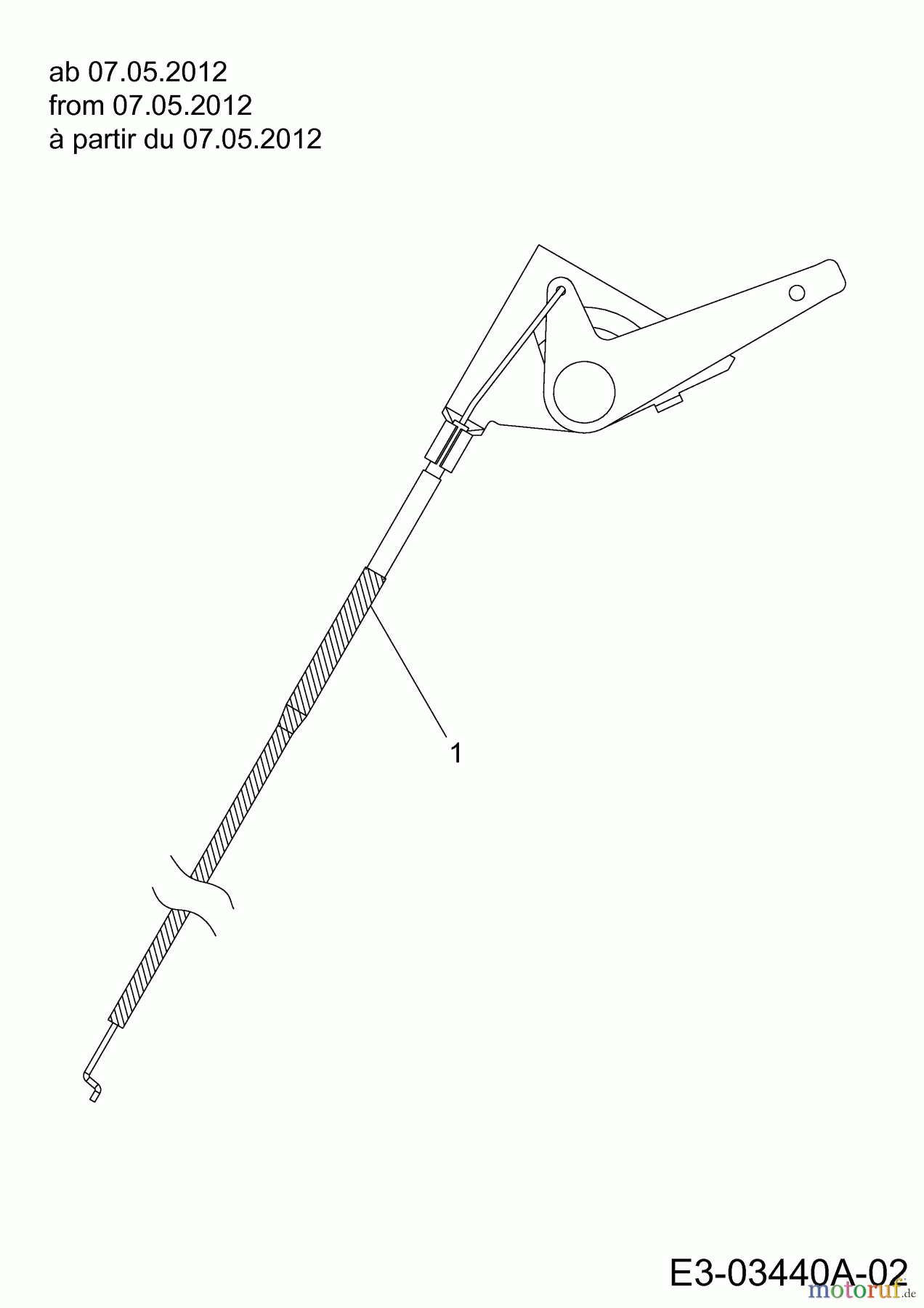  Cub Cadet Zero Turn All Rounder 1050 17AI9BKP603  (2012) Throttle cable from 07.05.2012