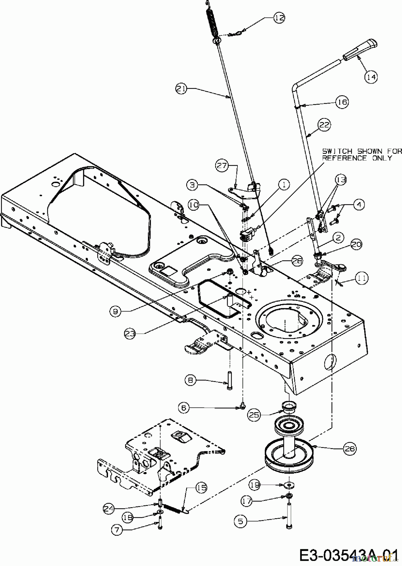  Gutbrod Lawn tractors DLX 107 SHLK 13AI616G690  (2007) Deck engagement, Engine pulley