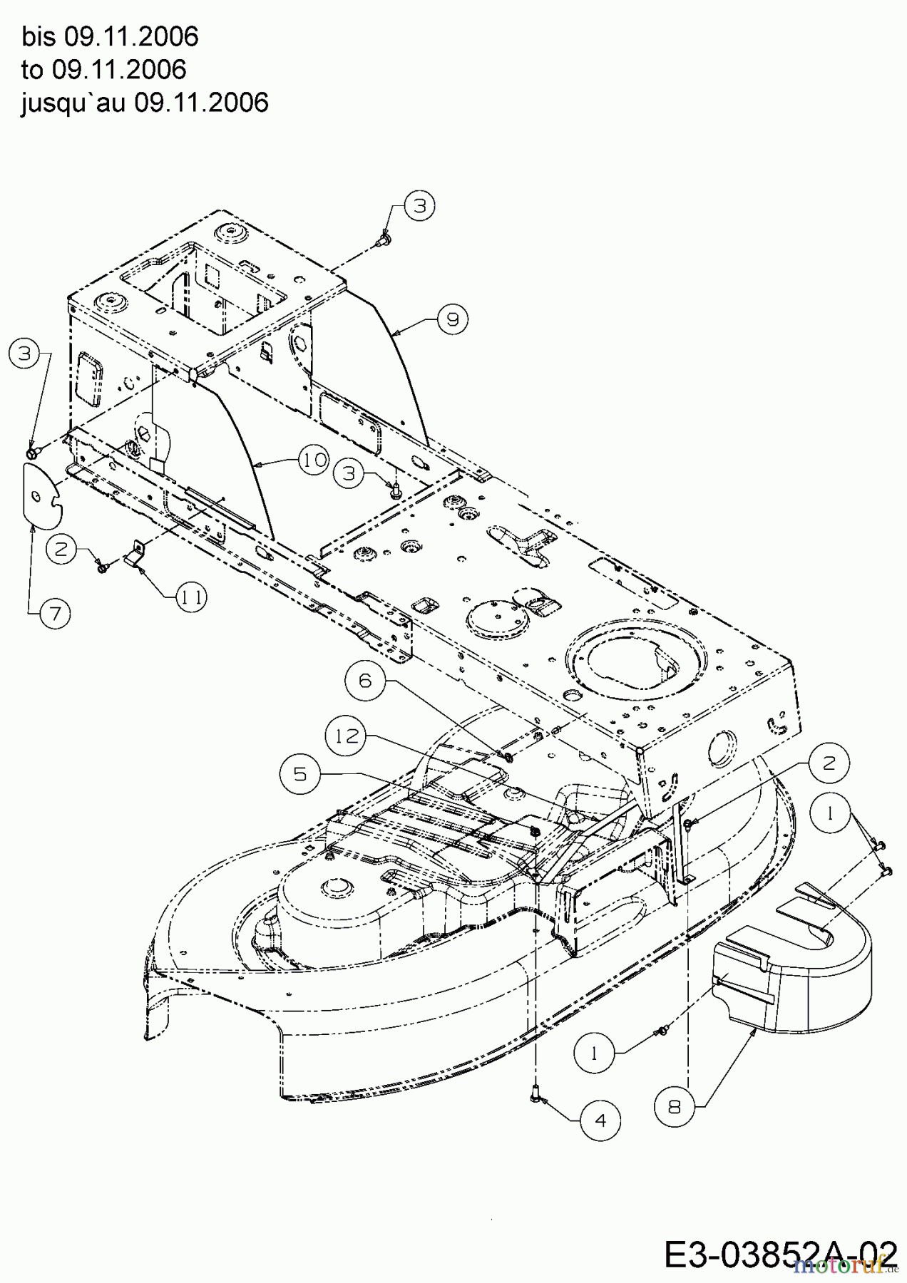  MTD Lawn tractors RS 180/107 13A3762G600  (2006) Covers mowing to 09.11.2006