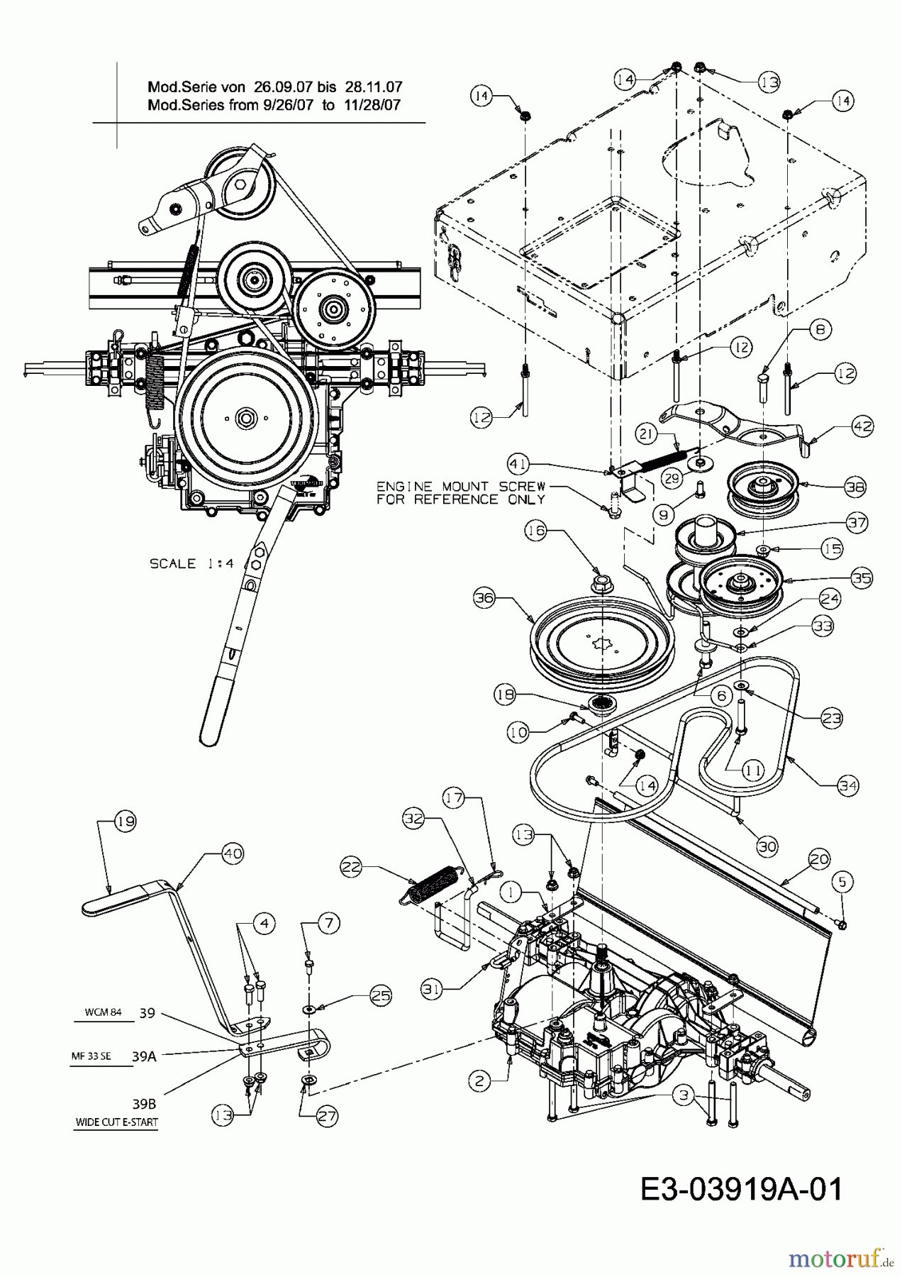  Cub Cadet Petrol mower self propelled Wide Cut E 12AE764U603  (2008) Drive system to 28.11.2007