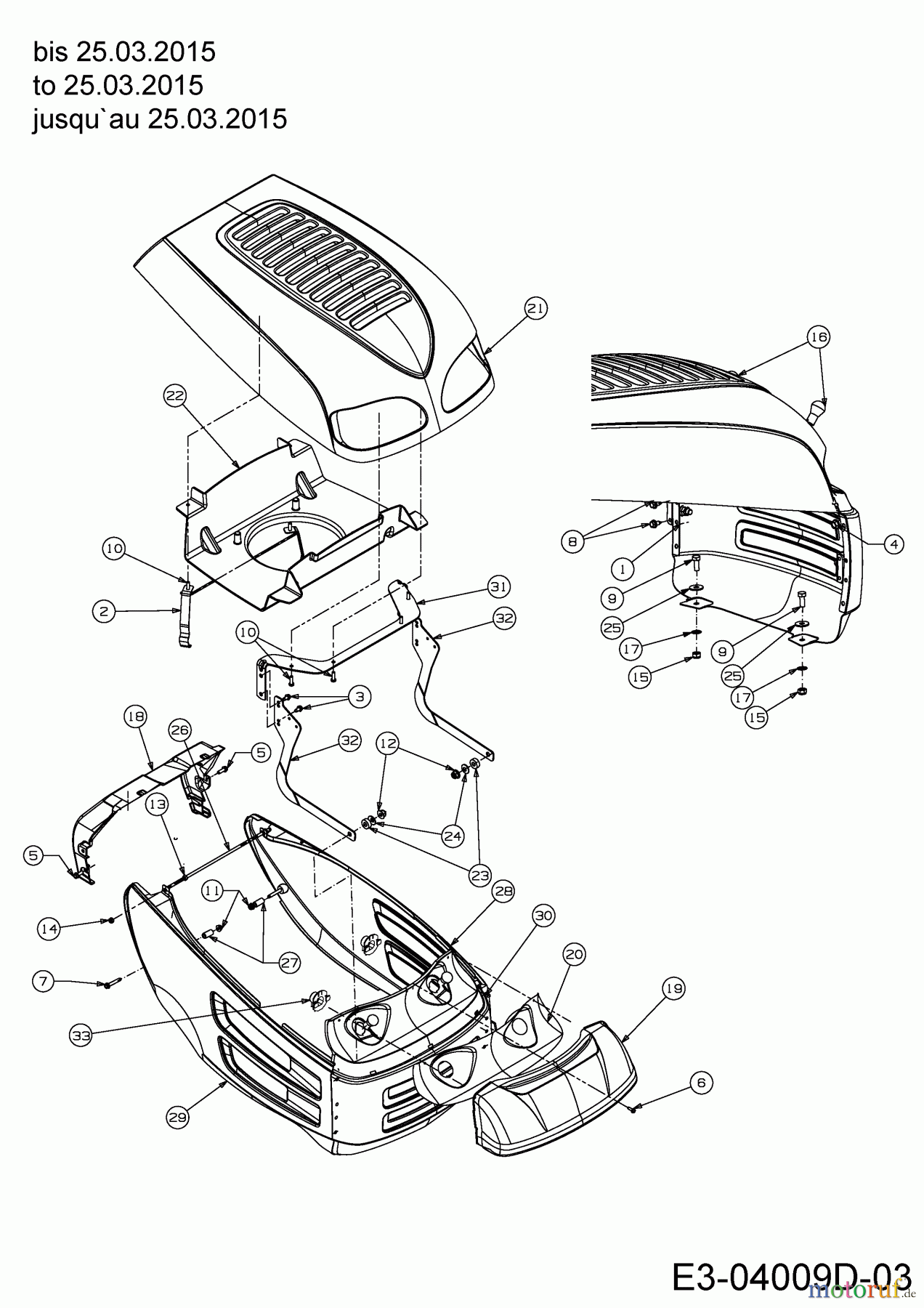  Black Edition Lawn tractors 175-96 13HN777F615  (2015) Engine hood 7-Style to 25.03.2015