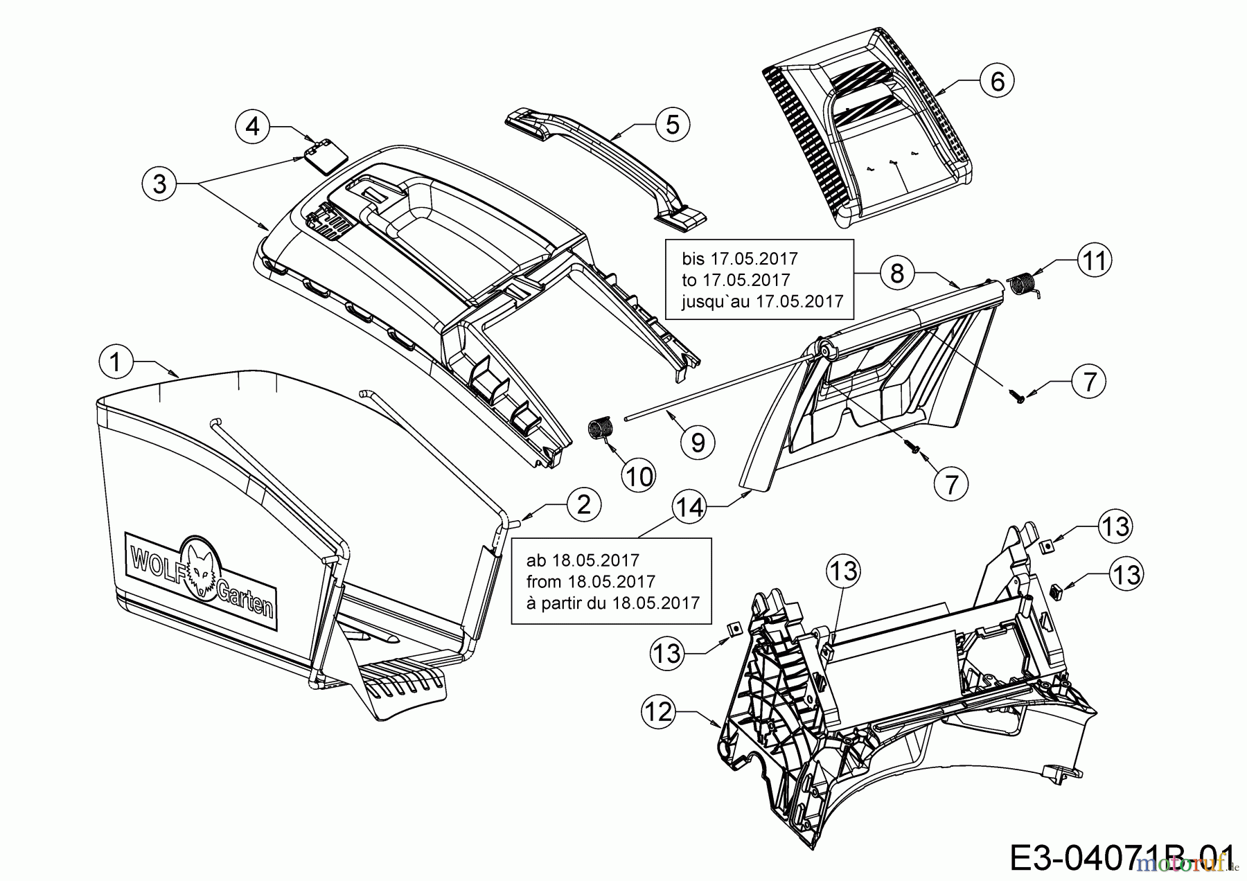  Wolf-Garten Petrol mower self propelled A 530 AHW 12B-PVKC650  (2018) Grass catcher, Rear flap, Rear baffle