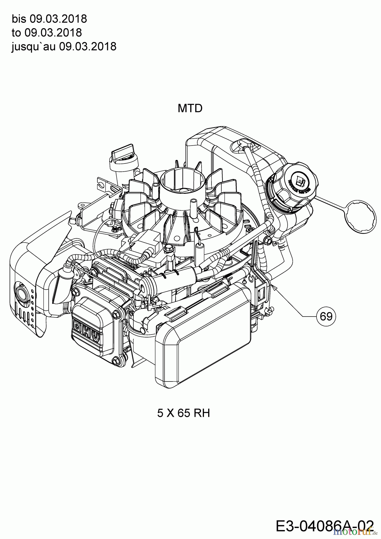  Cub Cadet Petrol mower self propelled XM1 DR46 12A-YAKC603  (2018) Engine MTD to 09.03.2018