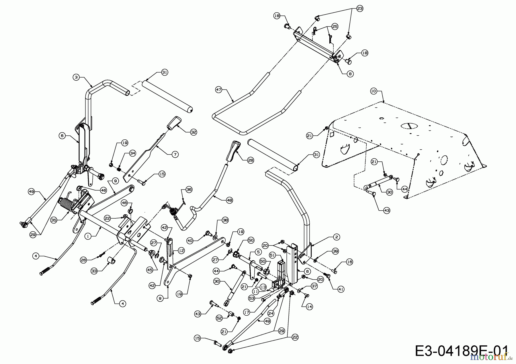  Cub Cadet Zero Turn RZT 50 17YF2ACP010  (2014) Steering, Deck lift