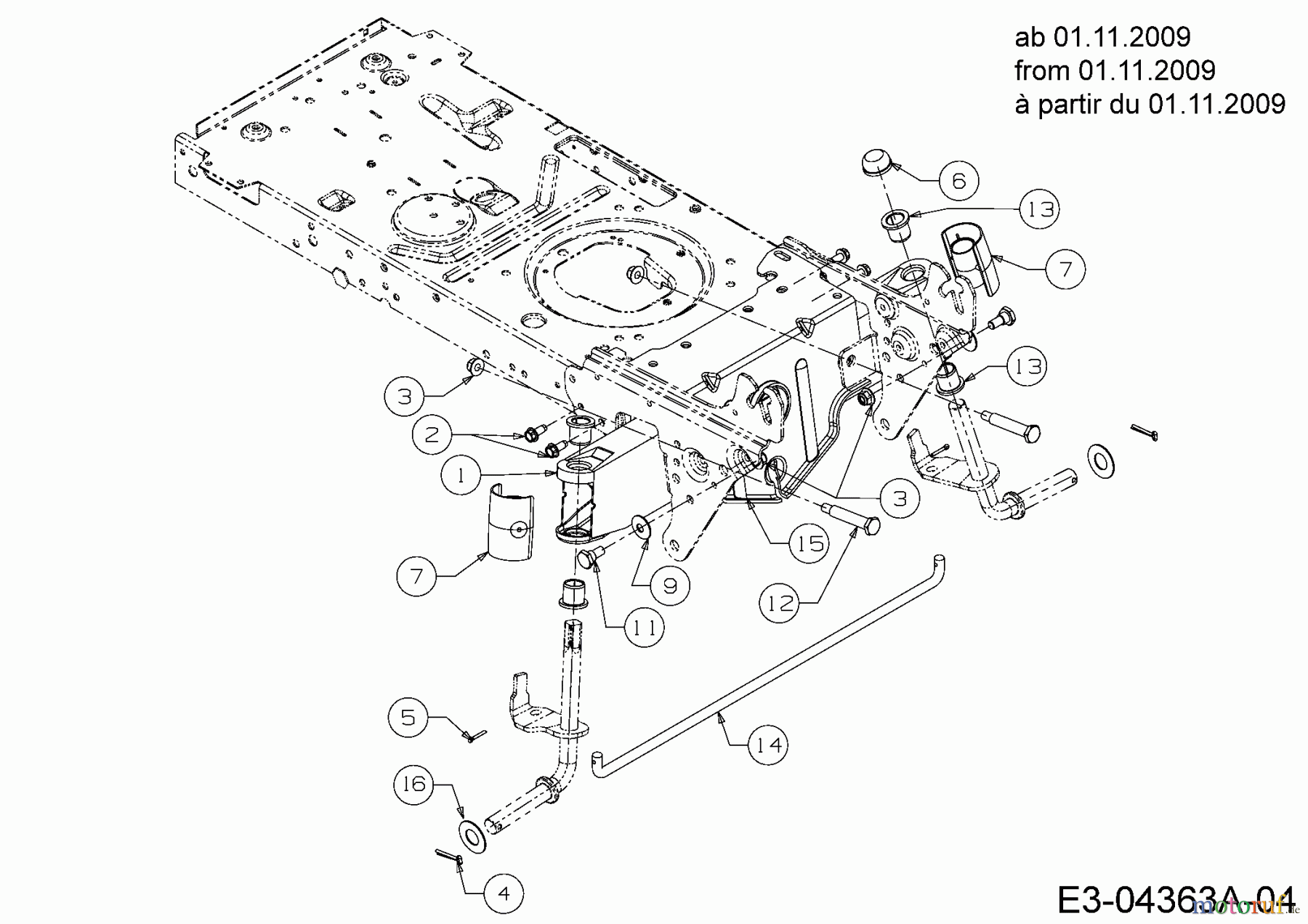  MTD Lawn tractors P 180 HG 13AT793G678  (2009) Front axle from 01.11.2009