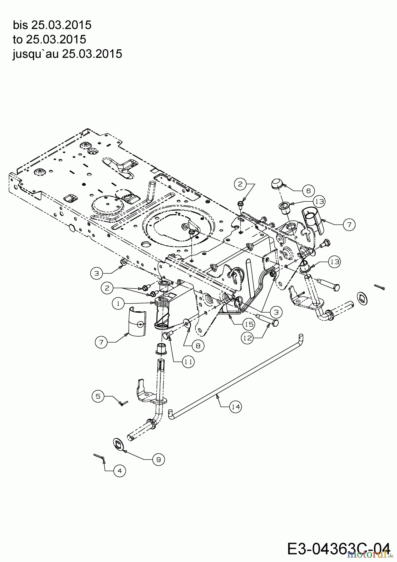  Black Edition Lawn tractors 200-107 Twin 13HT797G615  (2015) Front axle to 25.03.2015