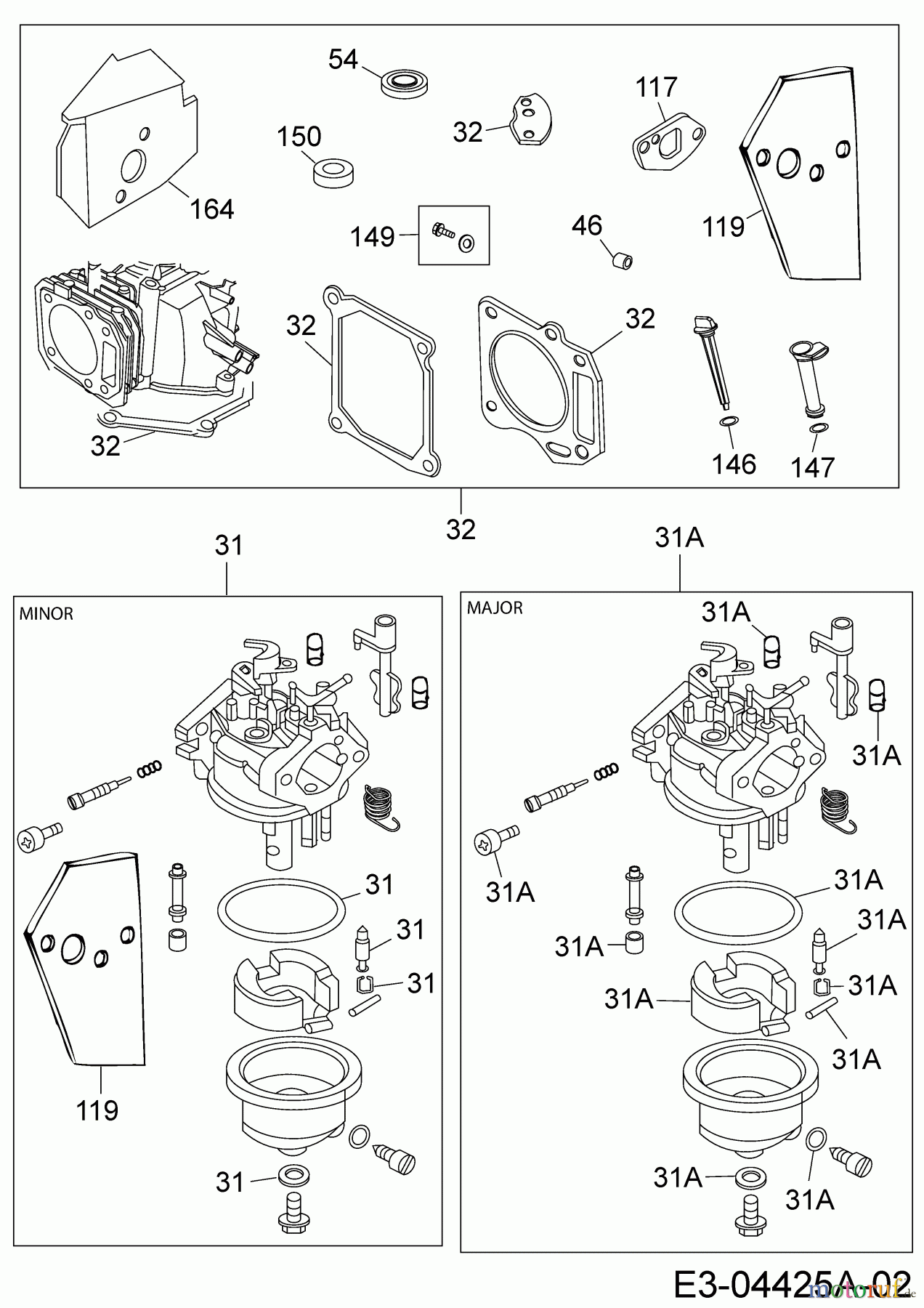  MTD-Engines Vertical 1P70WH 752Z1P70WH  (2008) Engine gasket kit, Repair kit carburetor