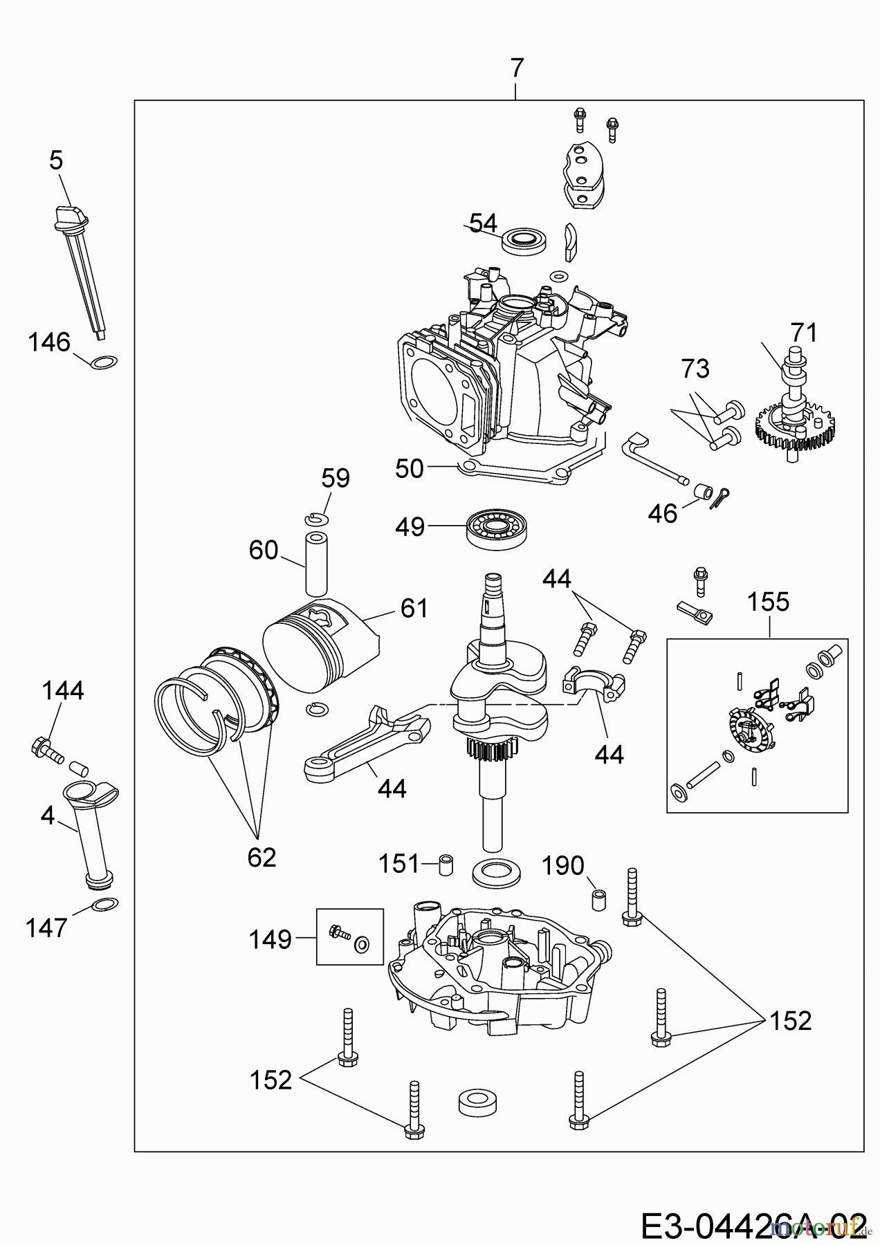  MTD-Engines Vertical 1P70MH 752Z1P70MH  (2007) Short block