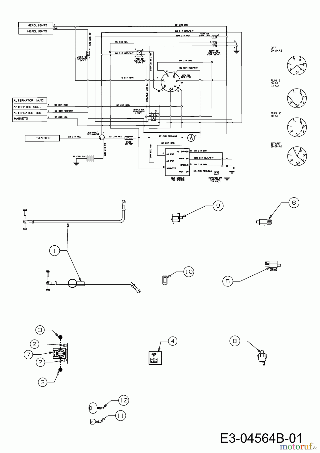  Gutbrod Lawn tractors ELX 107 SHL-K 13BG91GG690  (2010) Electric parts, Wiring diagram