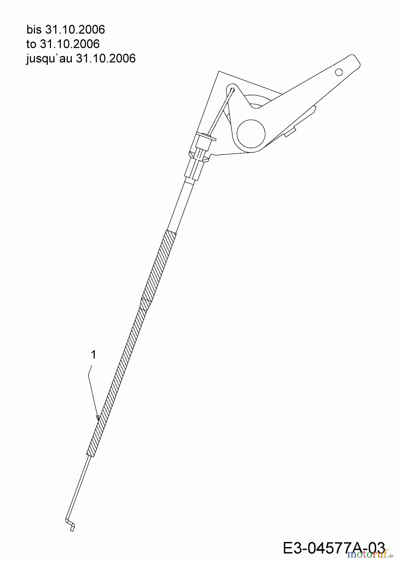  Cub Cadet Lawn tractors CC 1020 13AE11CG603  (2006) Throttle cable to 31.10.2006