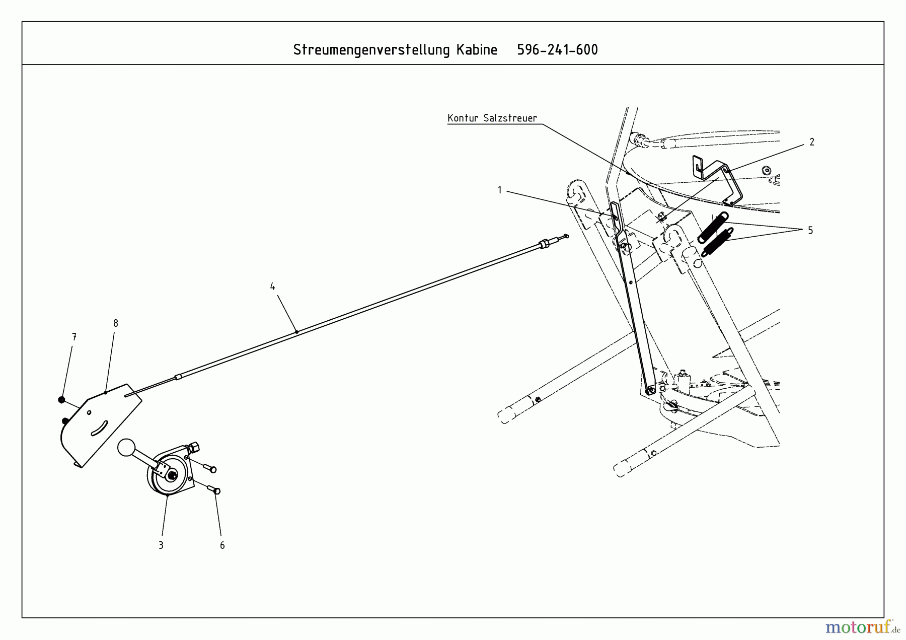  MTD Accessories Accessories compact tractors Spreader for CC 2000/3000 RD series, Remote spreader adjustment 596-241-600  (2012) Basic machine