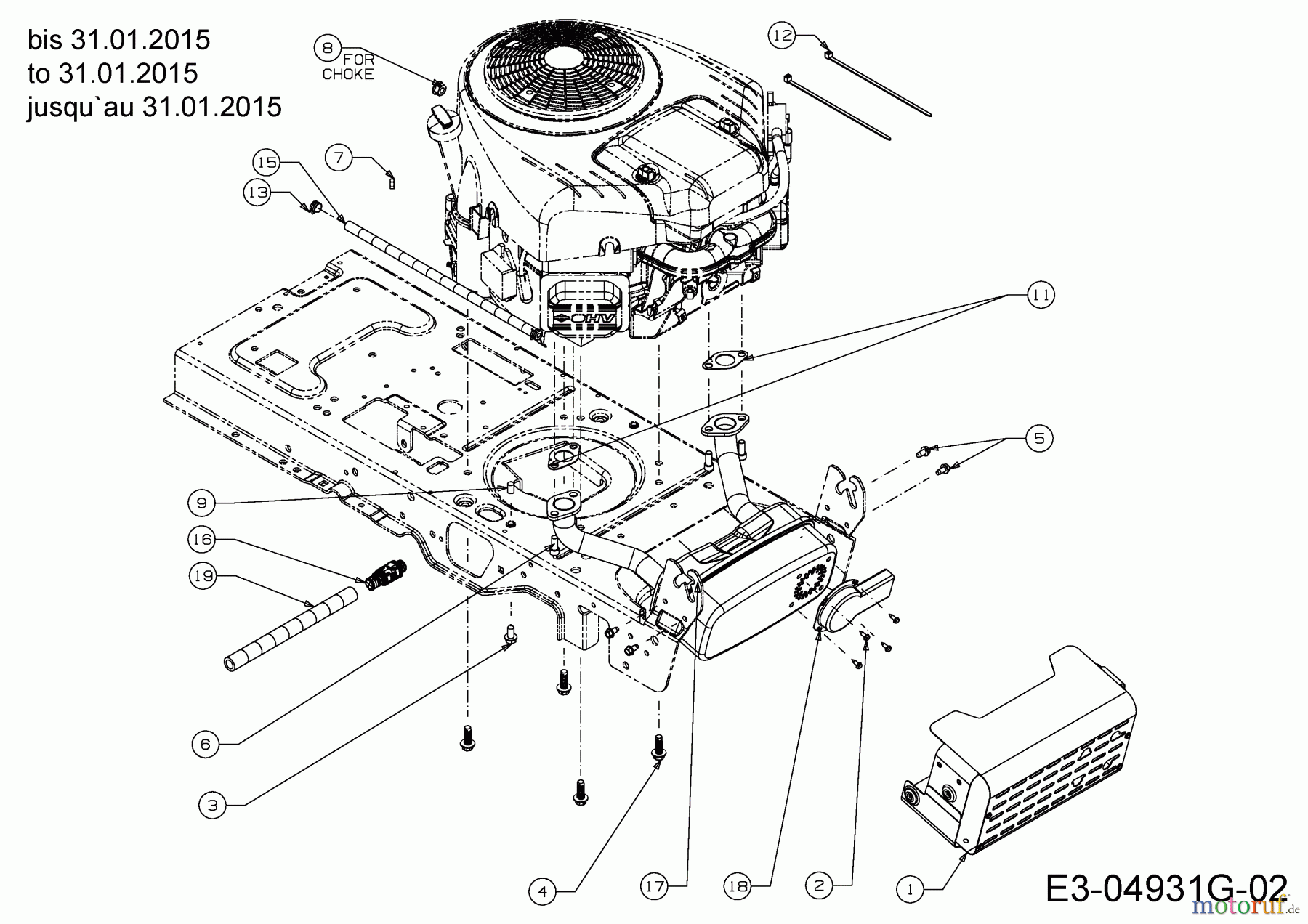  Okay Lawn tractors Master Cut 105-15/200 H 13HU99KN675  (2015) Engine accessories to 31.01.2015