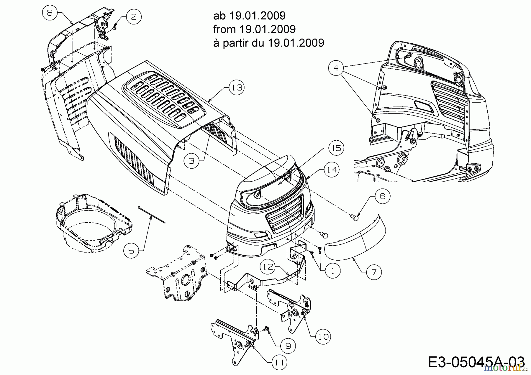  Bolens Lawn tractors BL 135/96 T 13EH775F684  (2009) Engine hood 5-Style from 19.01.2009