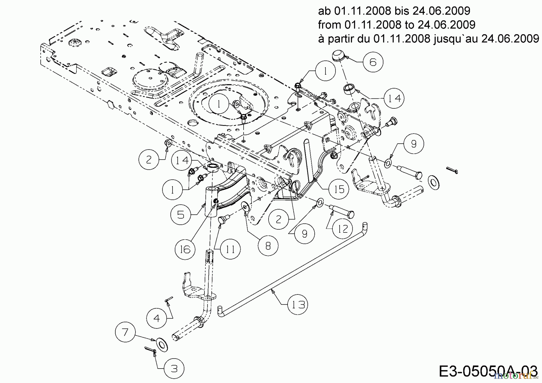  Massey Ferguson Lawn tractors MF 38-15 SH 13BV795F695  (2009) Front axle from 01.11.2008 to 24.06.2009