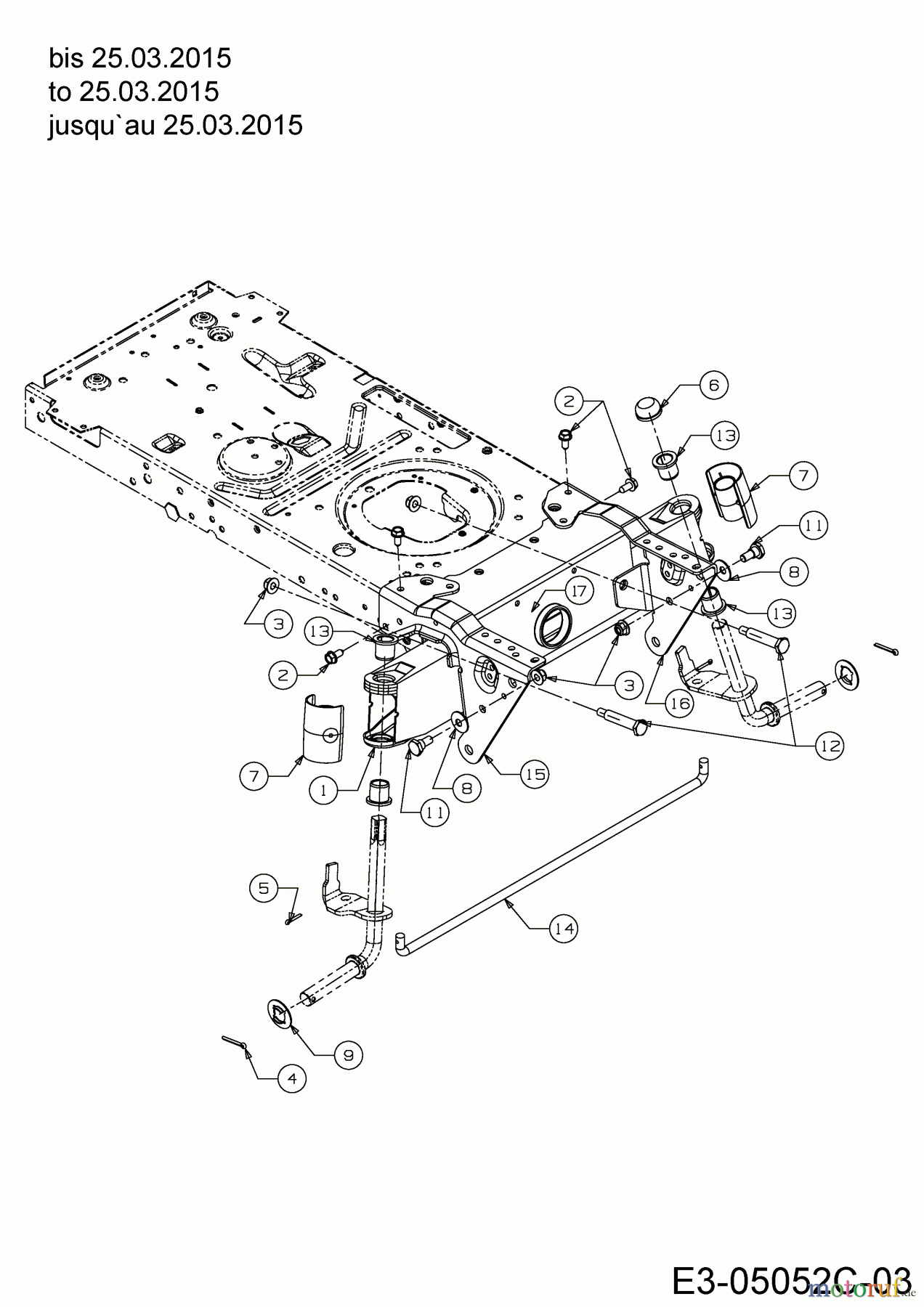  Black Edition Lawn tractors 175-92 13HN777E615  (2015) Front axle to 25.03.2015