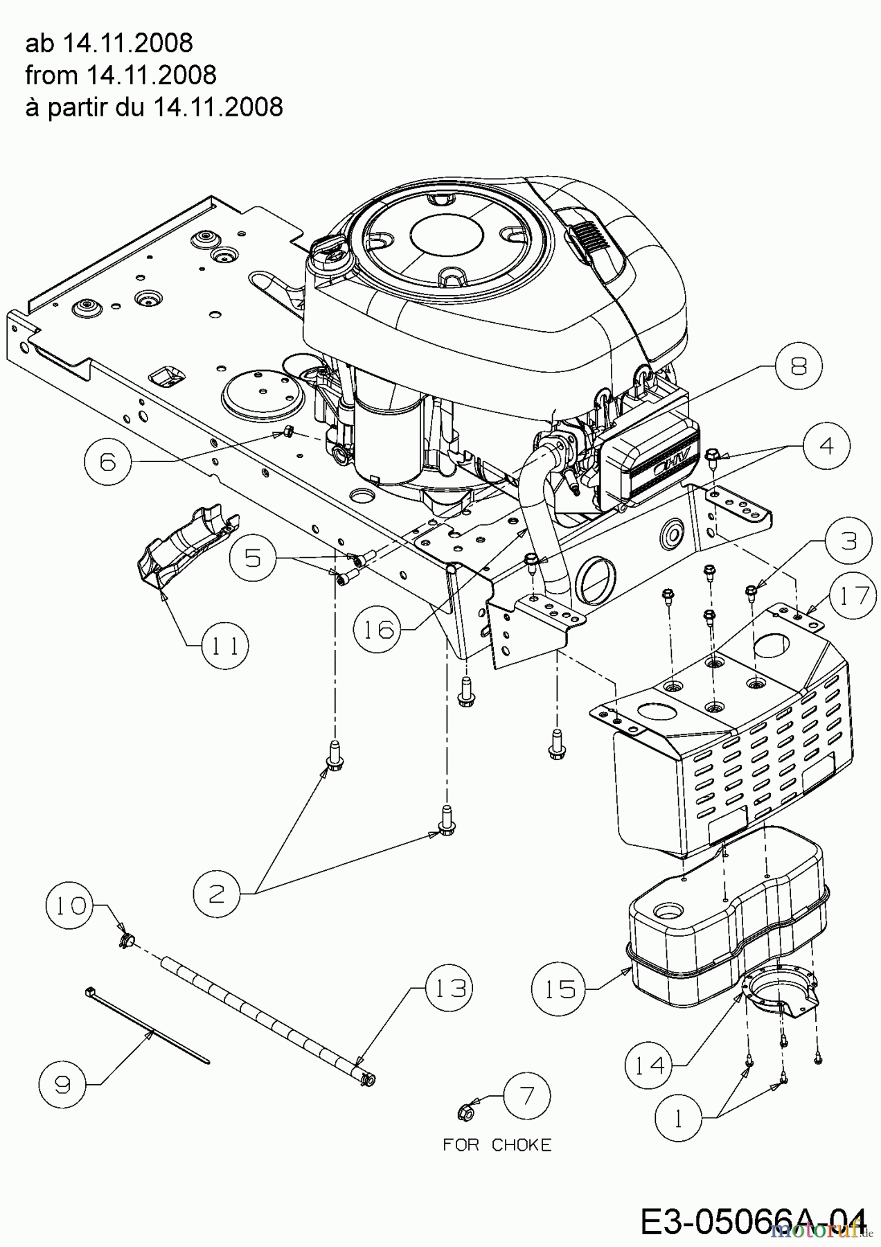  Raiffeisen Lawn tractors RMS 7145-96 T 13AM777F628  (2009) Engine accessories from 14.11.2008