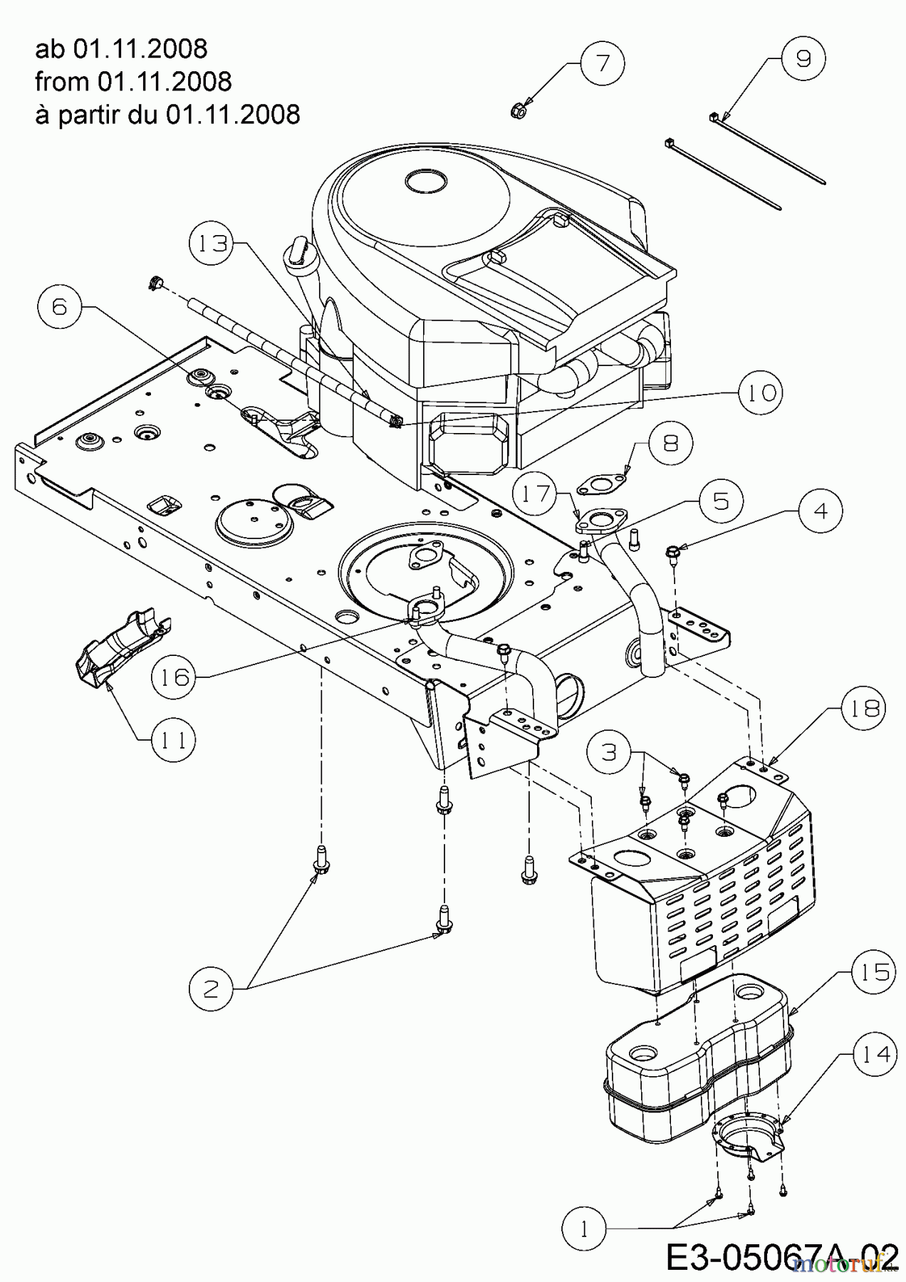  MTD Lawn tractors P 180 HG 13AT793G678  (2009) Engine accessories from 01.11.2008