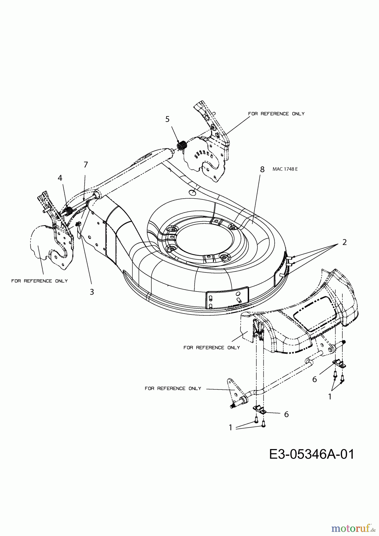  Mac Allister Electric mower 1748 E 18A-16K-C68  (2010) Deck housing, Rear door rod