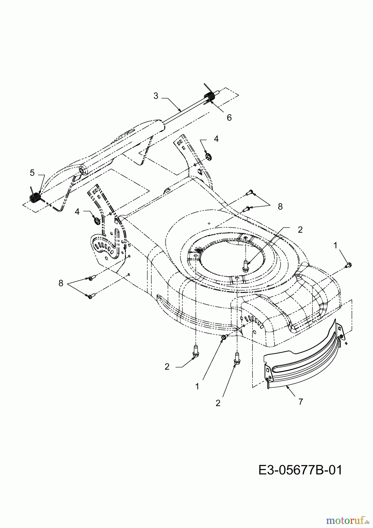  Wolf-Garten Petrol mower self propelled Blue Power 40 A 12A-I45A650  (2013) Front baffle, Rod rear flap