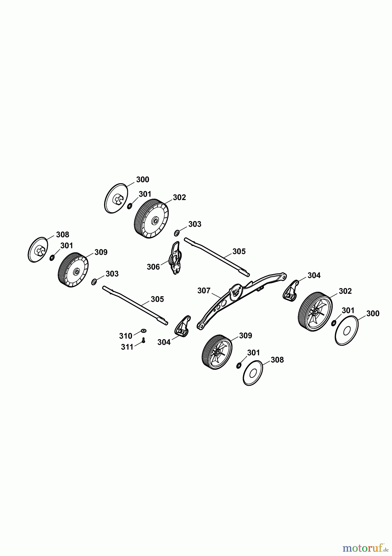  Wolf-Garten Electric mower 2.32 E-1 4905003 Series J  (2010) Wheels, Cutting hight adjustment