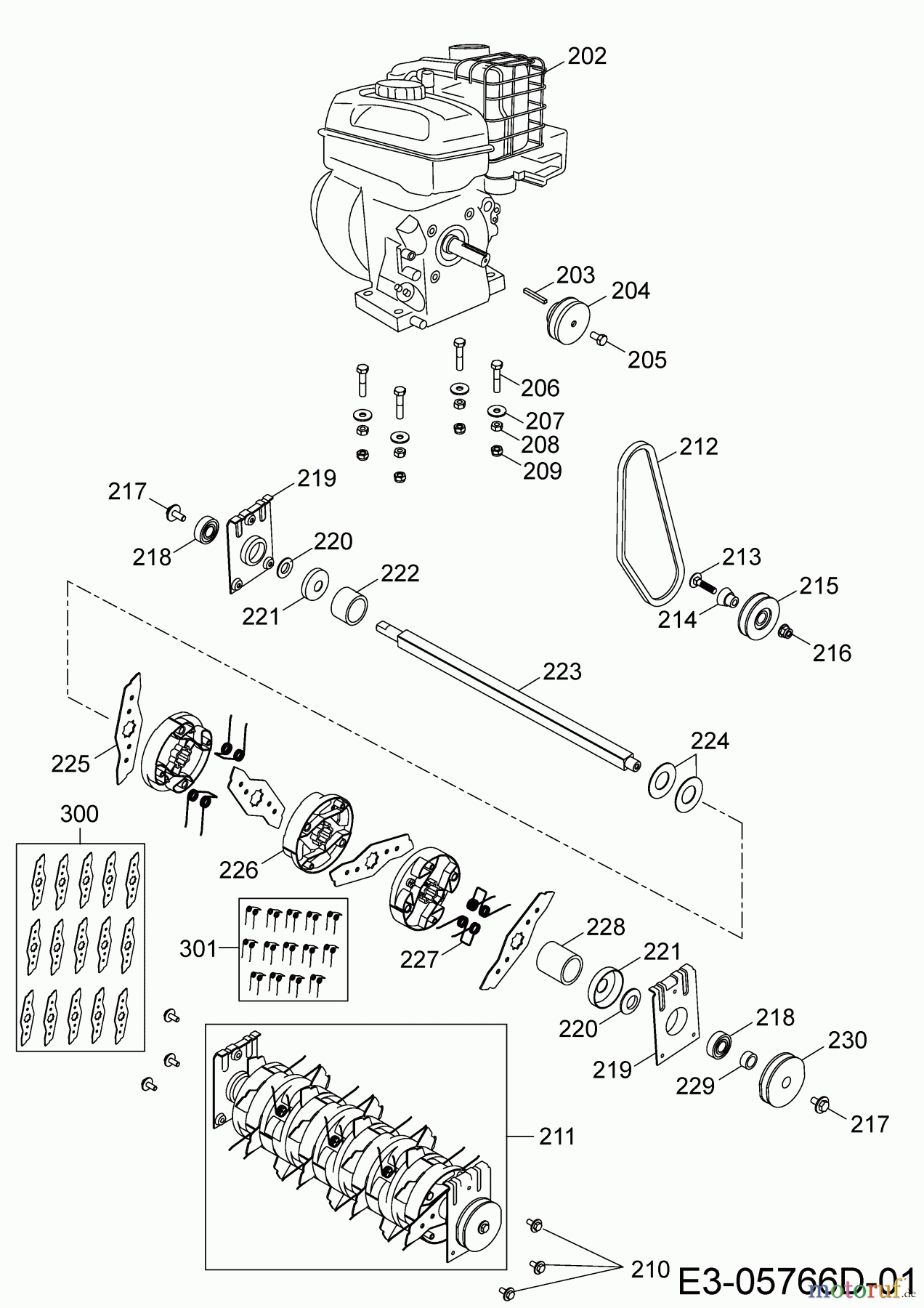  Wolf-Garten Petrol verticutter UV 35 B 3635000  (2018) Belt, Cutter block, Engine