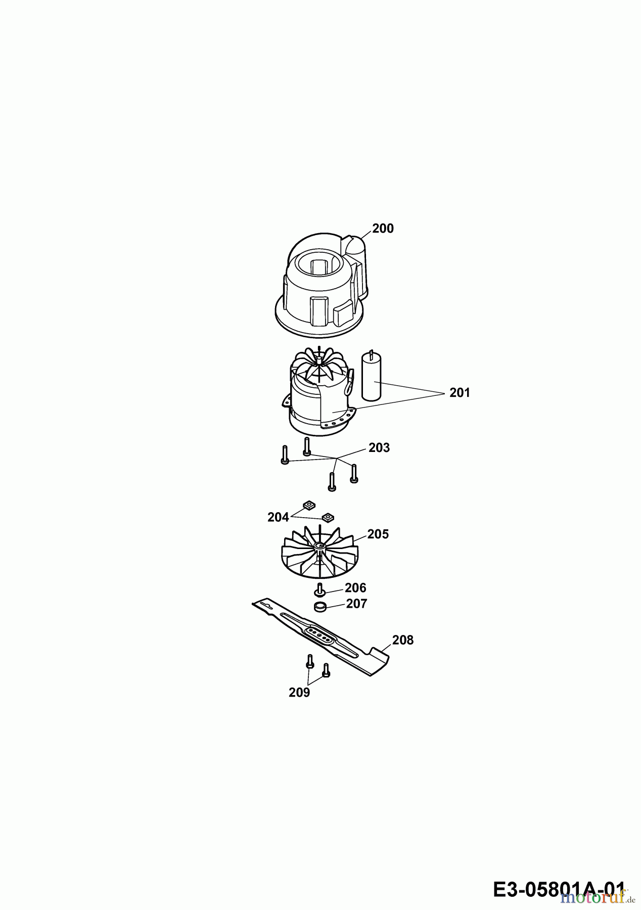  Wolf-Garten Electric mower HE 34 4909687 Series B  (2010) Blade, Blade adapter, Engine