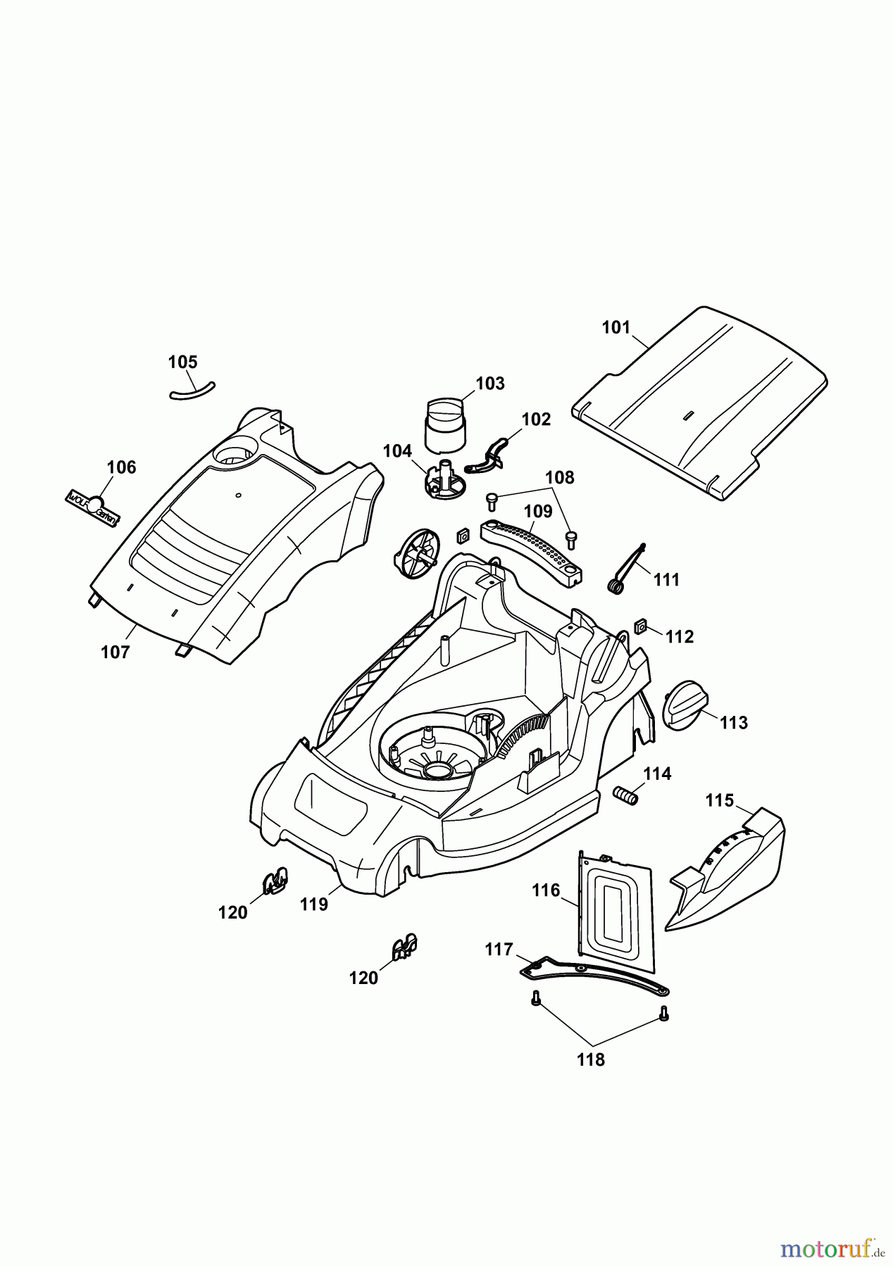  Wolf-Garten Electric mower Compact plus 34 E 4904003 Series F  (2010) Deck housing