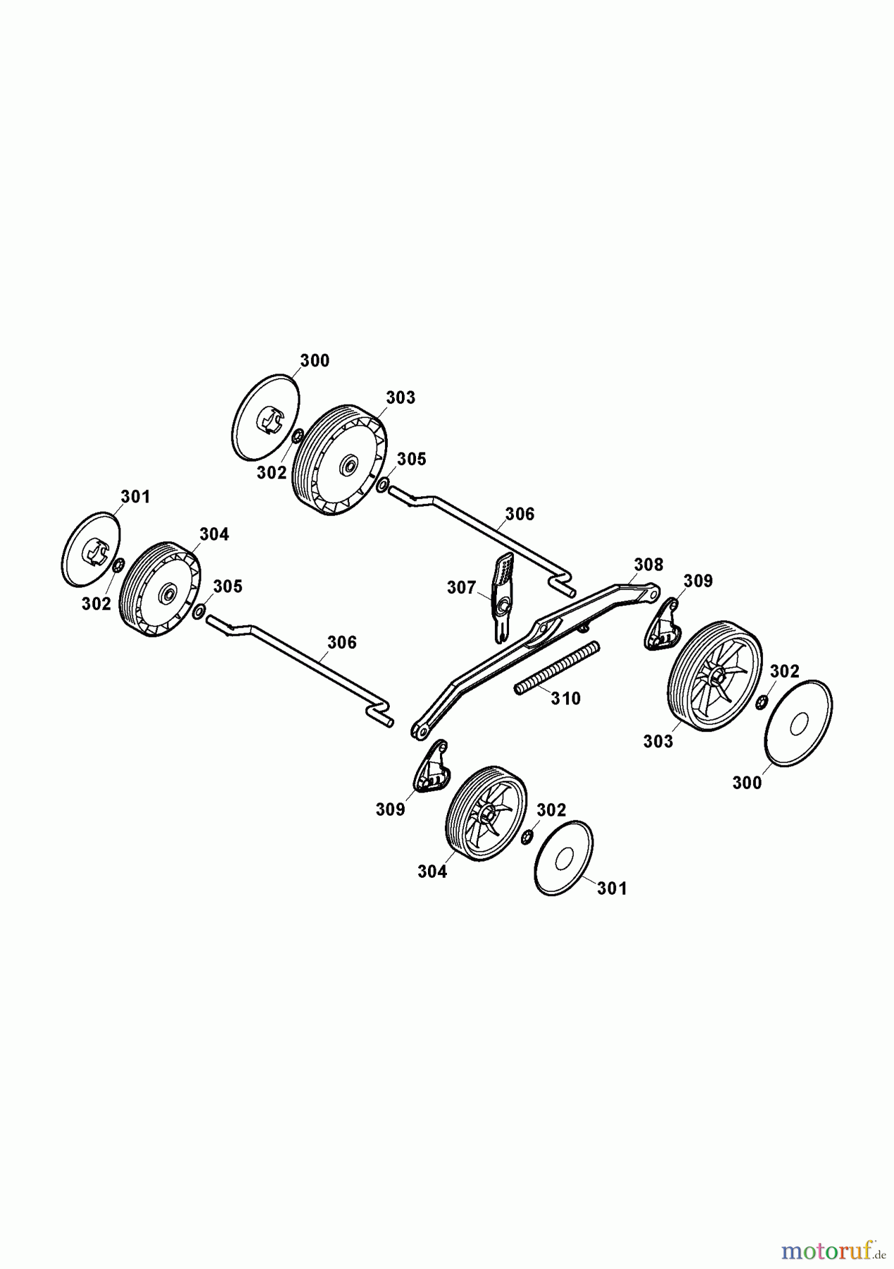  Wolf-Garten Electric mower HE 37 4917687 Series A  (2010) Axles, Wheels