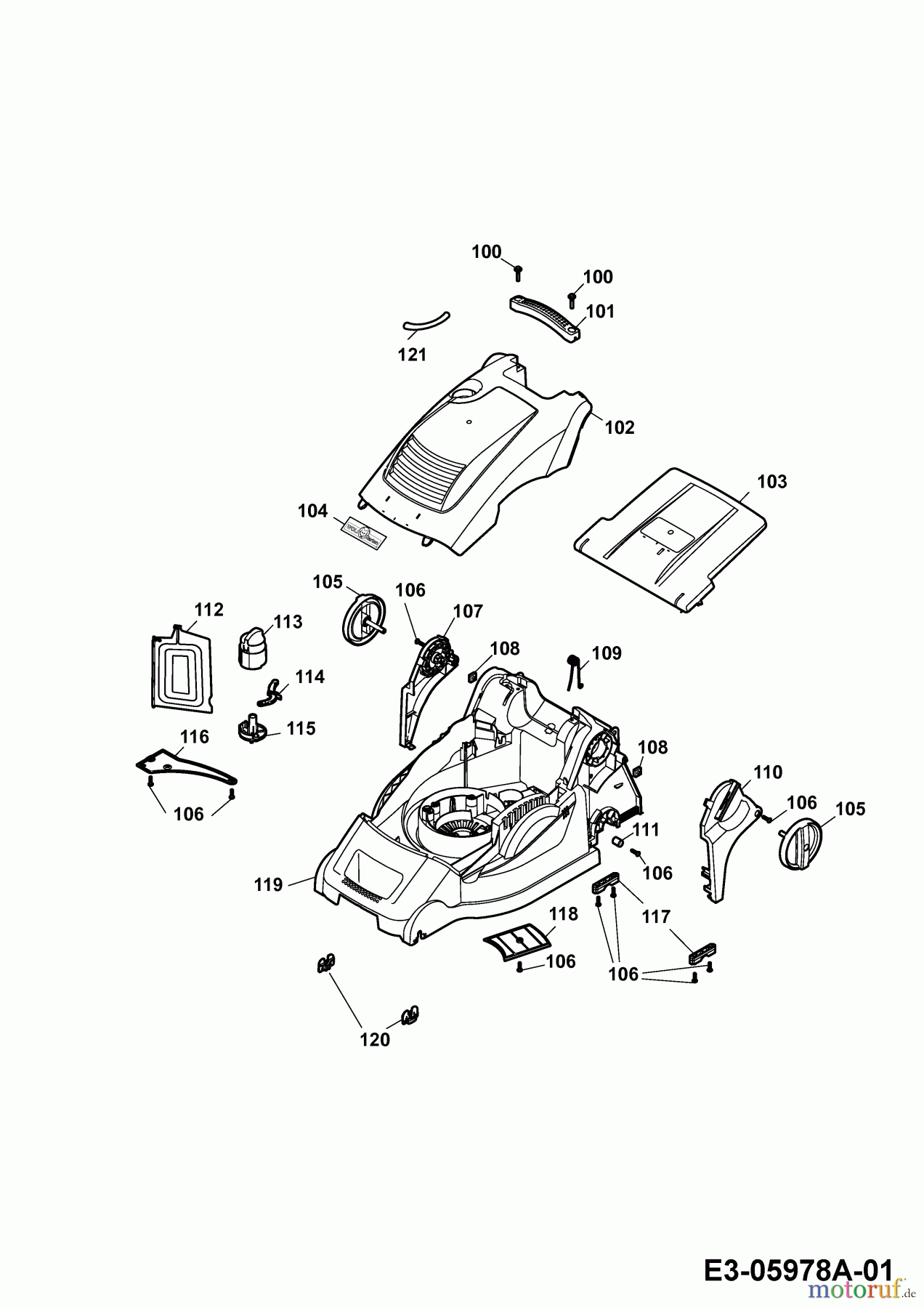  Wolf-Garten Electric mower self propelled Compact plus 40 EA-1 4975000 Series D  (2010) Deck housing