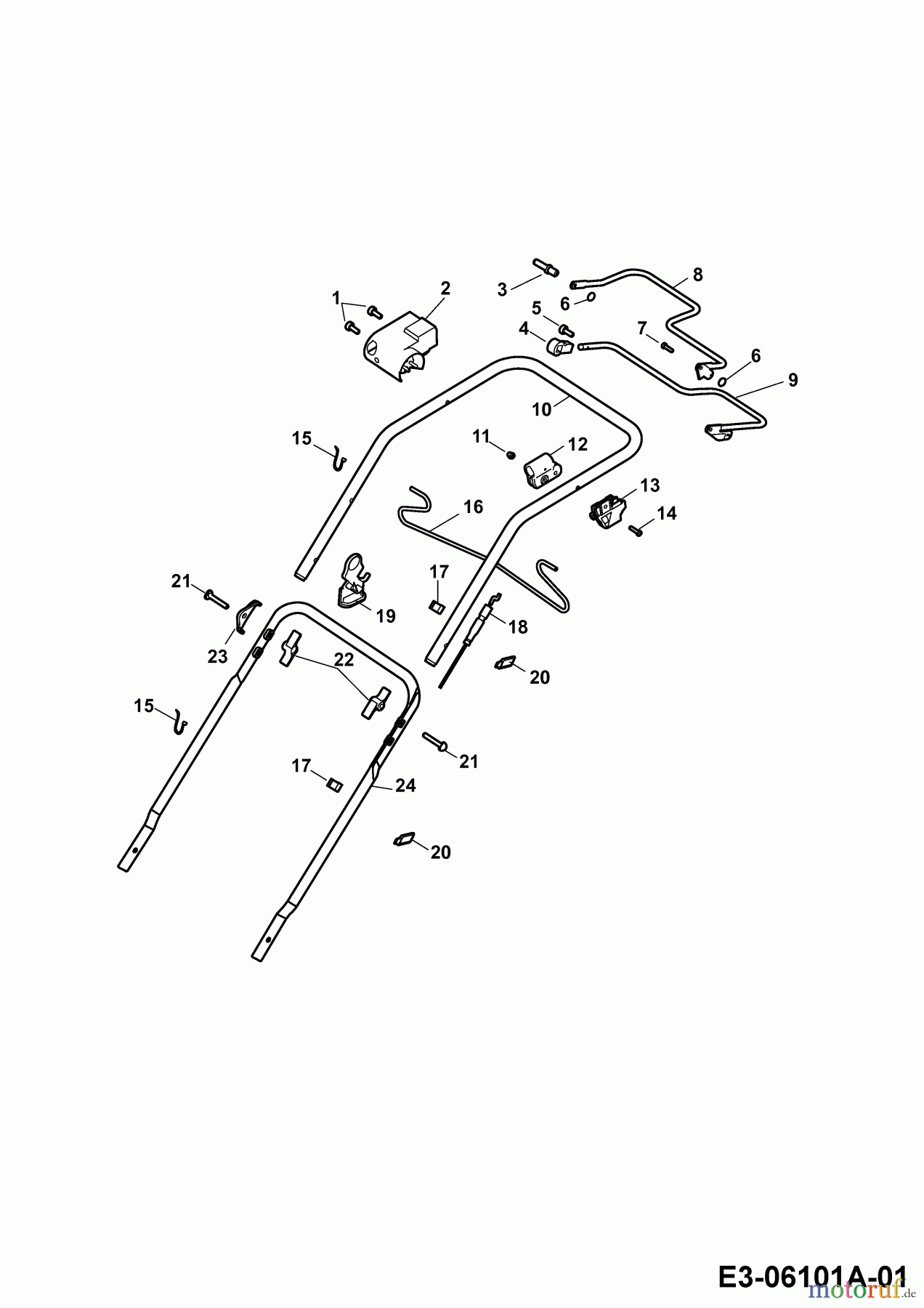  Wolf-Garten Electric mower self propelled Compact plus 40 EA-1 4975000 Series E  (2010) Handle