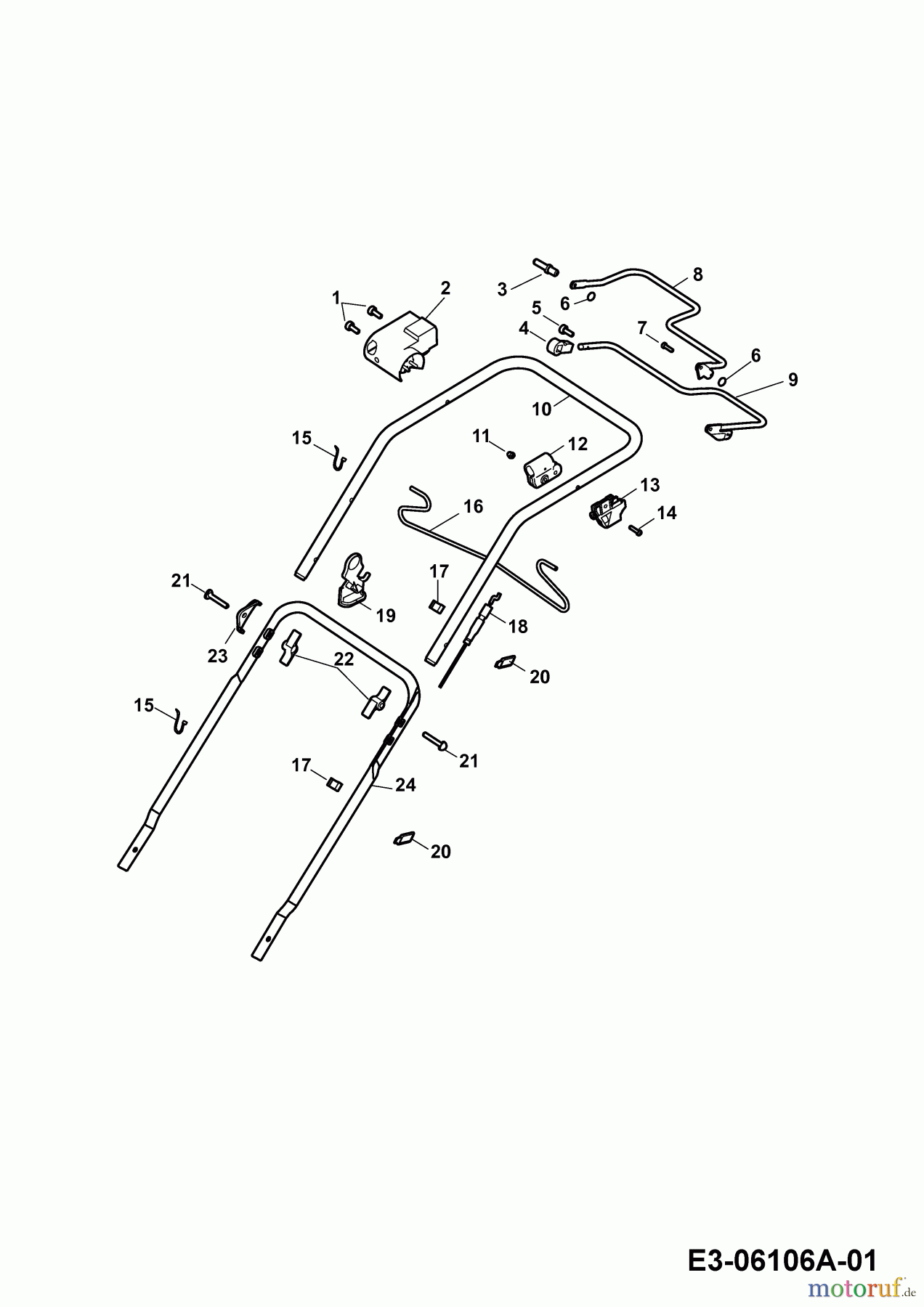  Wolf-Garten Electric mower self propelled Compact plus 40 EA-1 4975000 Series F  (2010) Handle