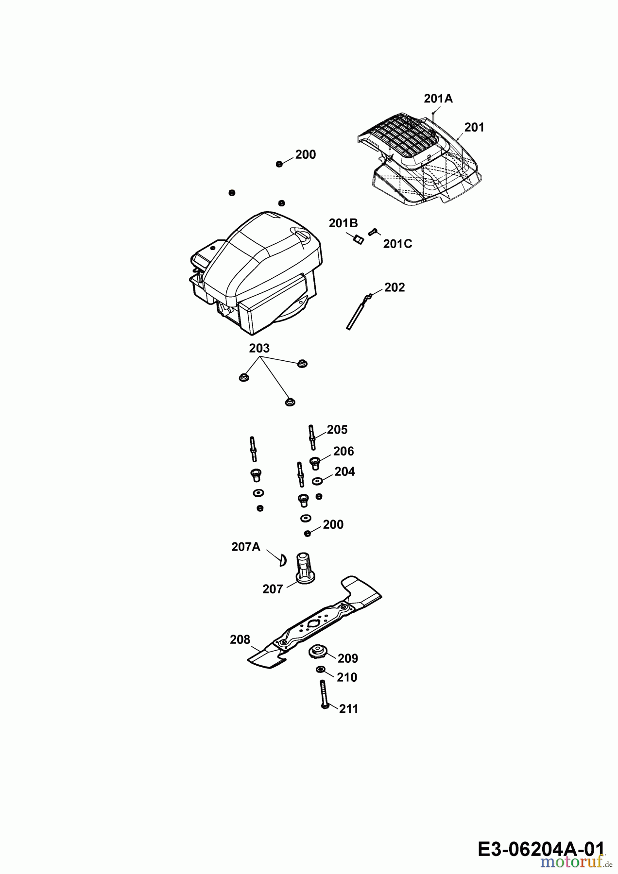  Wolf-Garten Petrol mower HBM 40 B 4001087 Series D  (2010) Blade, Blade adapter, Engine