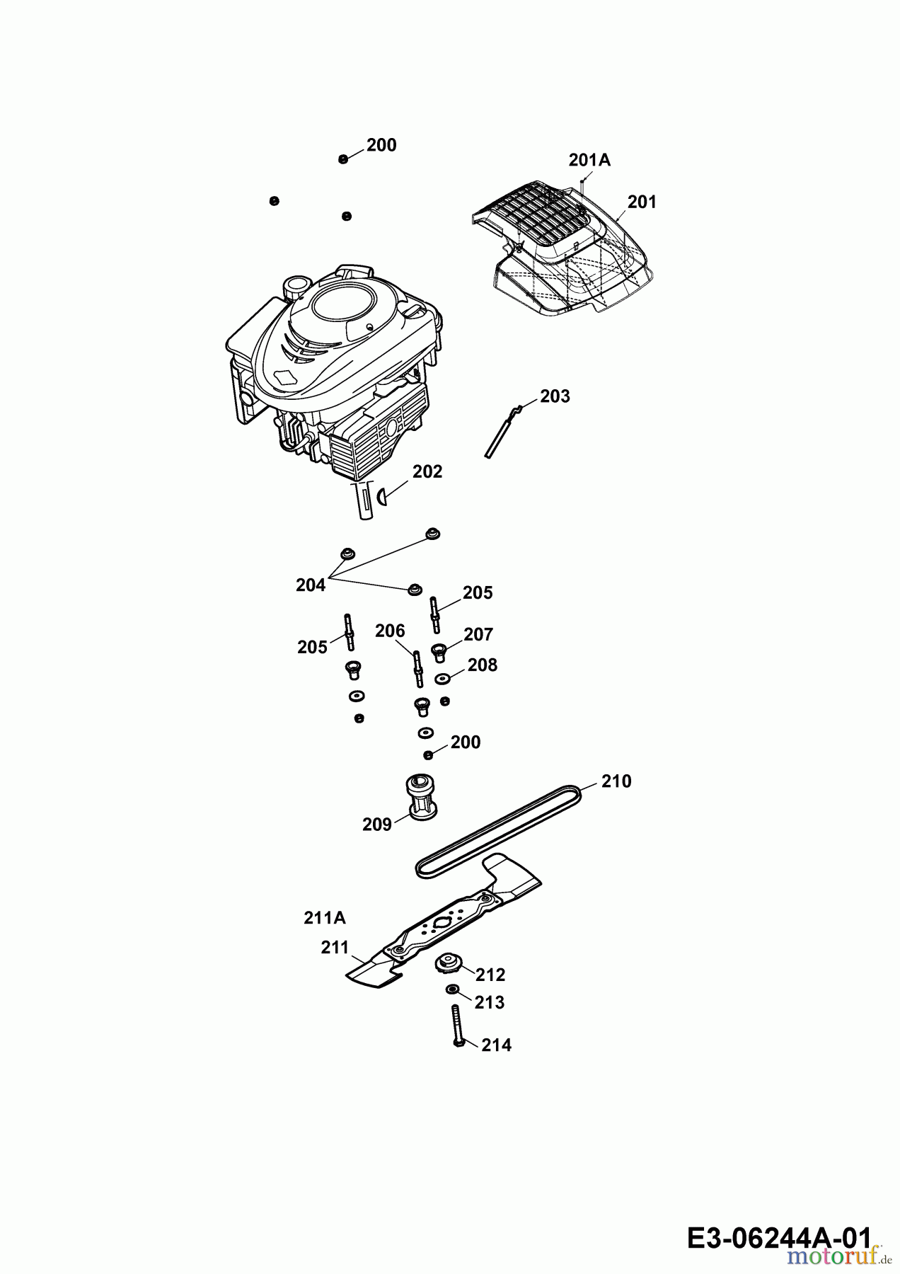  Wolf-Garten Petrol mower self propelled HBM Power 46 BA 4603008 Series D  (2010) Blade, Blade adapter, Engine