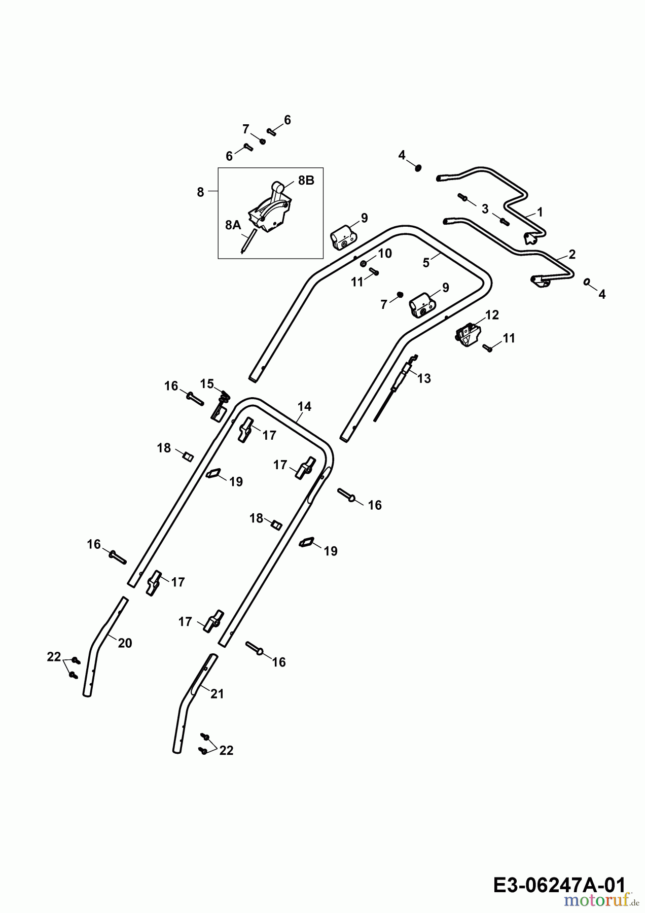  Wolf-Garten Petrol mower self propelled Esprit 46 BA 4605000 Series L  (2010) Handle