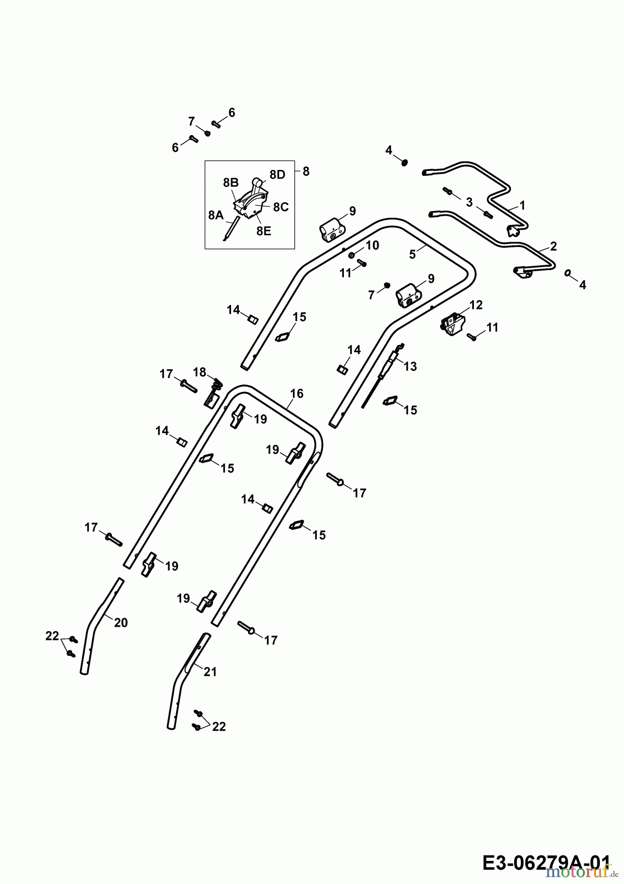  Wolf-Garten Petrol mower self propelled B 46 TBA 4606680 Series G  (2010) Handle