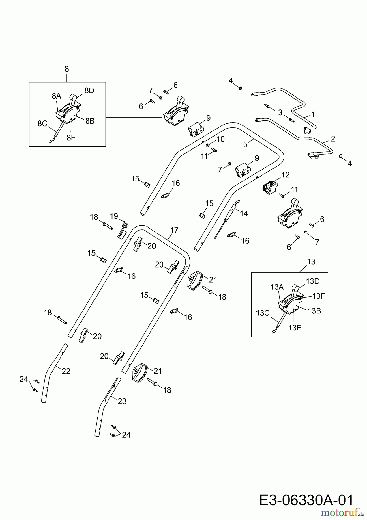  Wolf-Garten Petrol mower self propelled Power Edition 46 BA 4658000 Series F  (2010) Handle