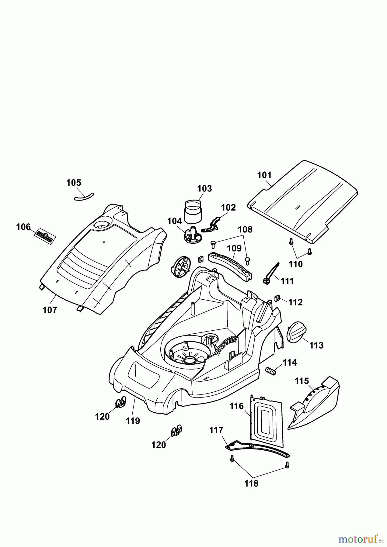  Wolf-Garten Electric mower Compact plus 37 E 4907000 Series F  (2010) Deck housing