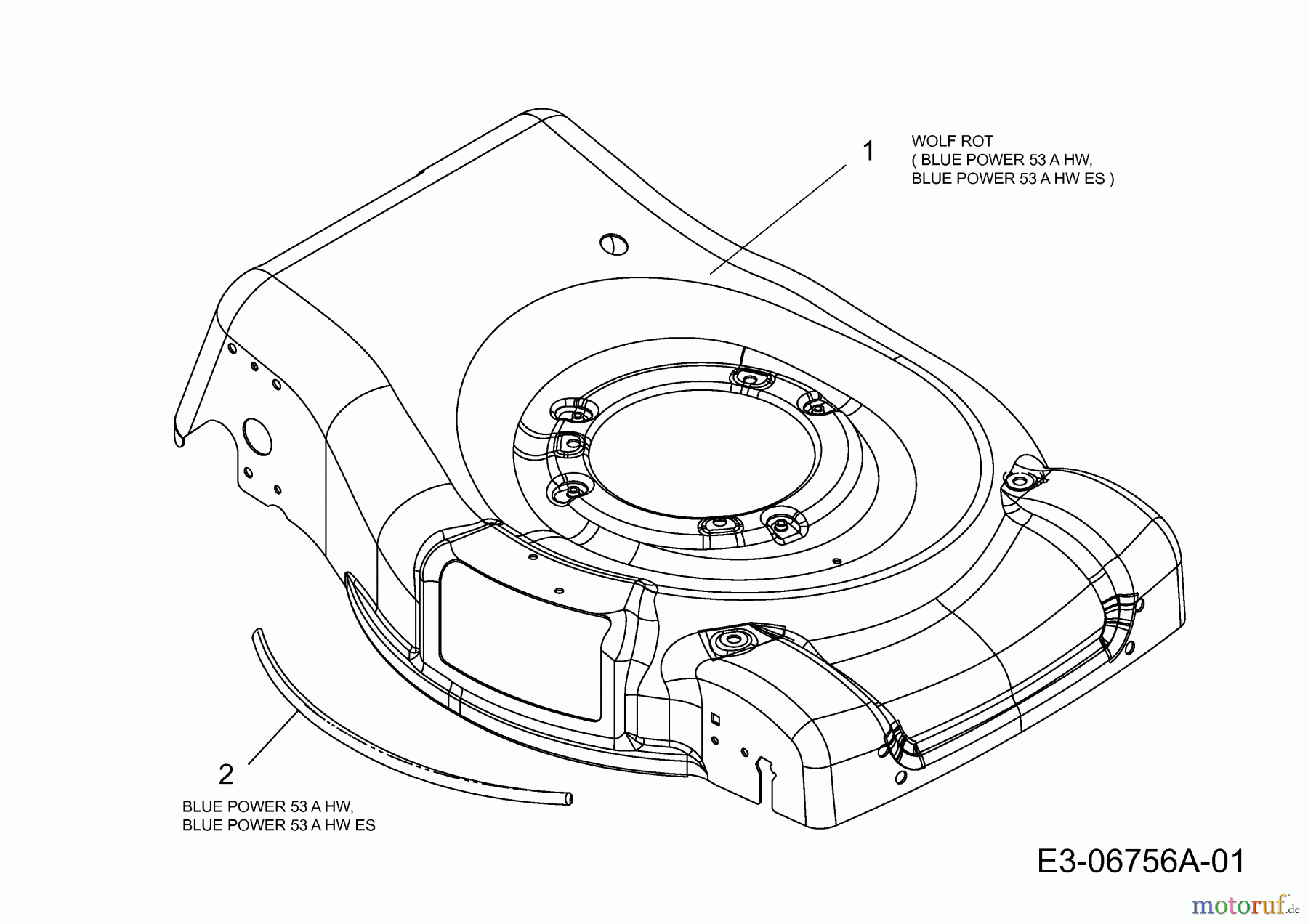  Wolf-Garten Petrol mower self propelled Blue Power 53 AHWES 12AJ869M650  (2013) Deck housing