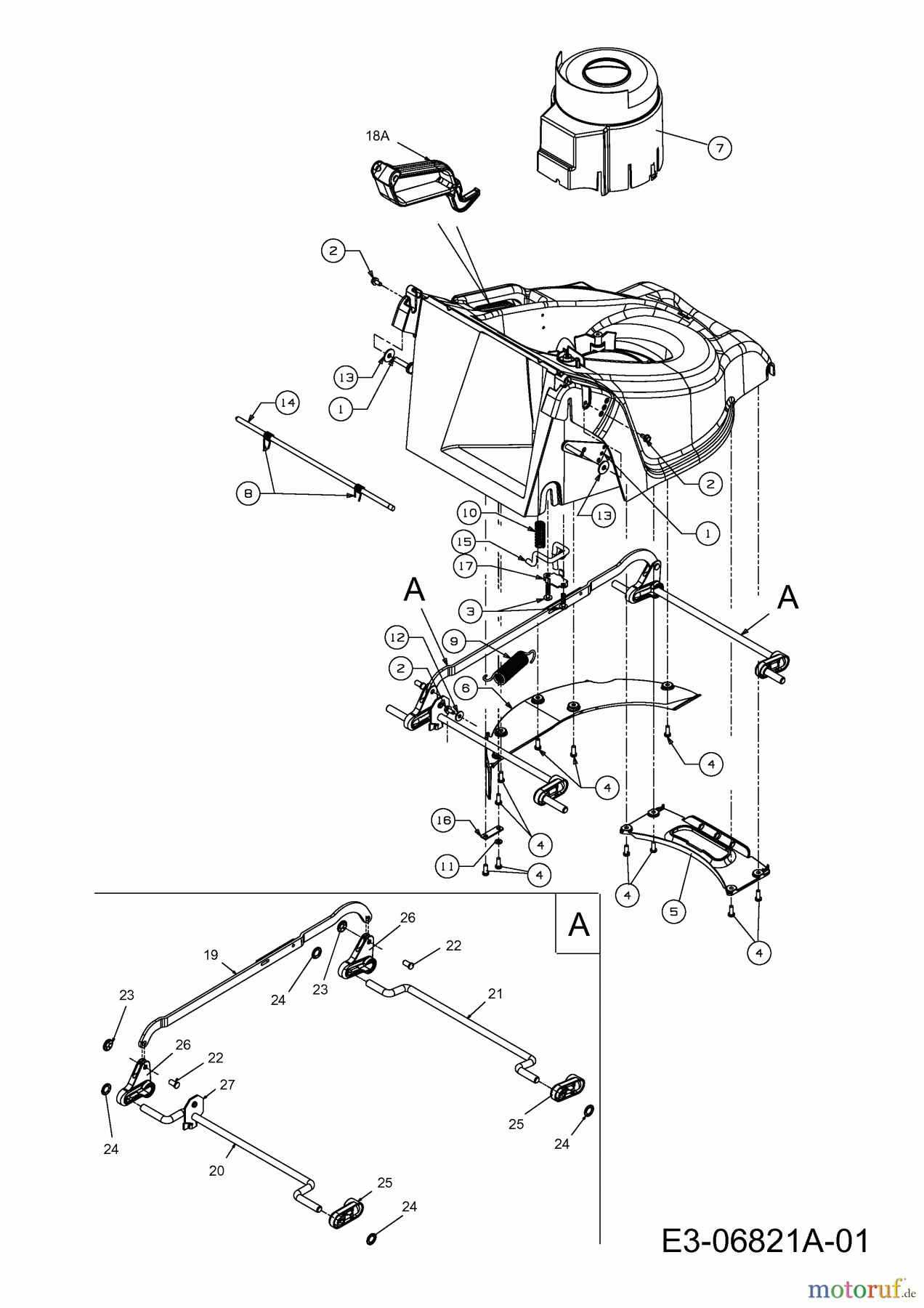  Wolf-Garten Electric mower Ambition 40 E 18D-N4S-650  (2011) Height adjustment, Motor duct